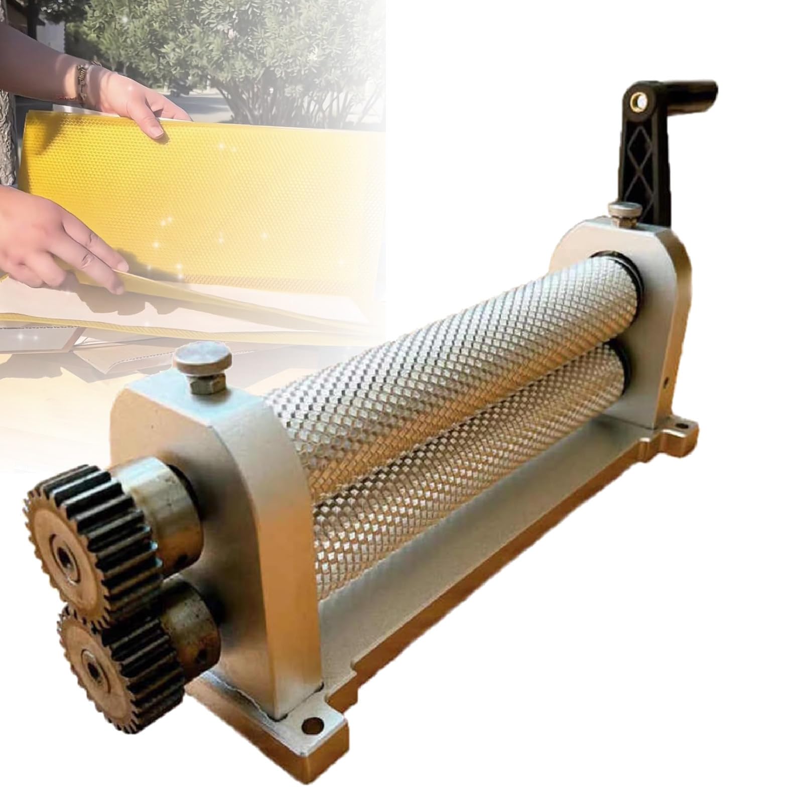 GAYAYAS Manual Bee Wax Foundation Sheet Mills Machine, Honeycombs Printing Stamper, for Beeswax Sheet Production, Beeswax Equipment Tool 4.9mm