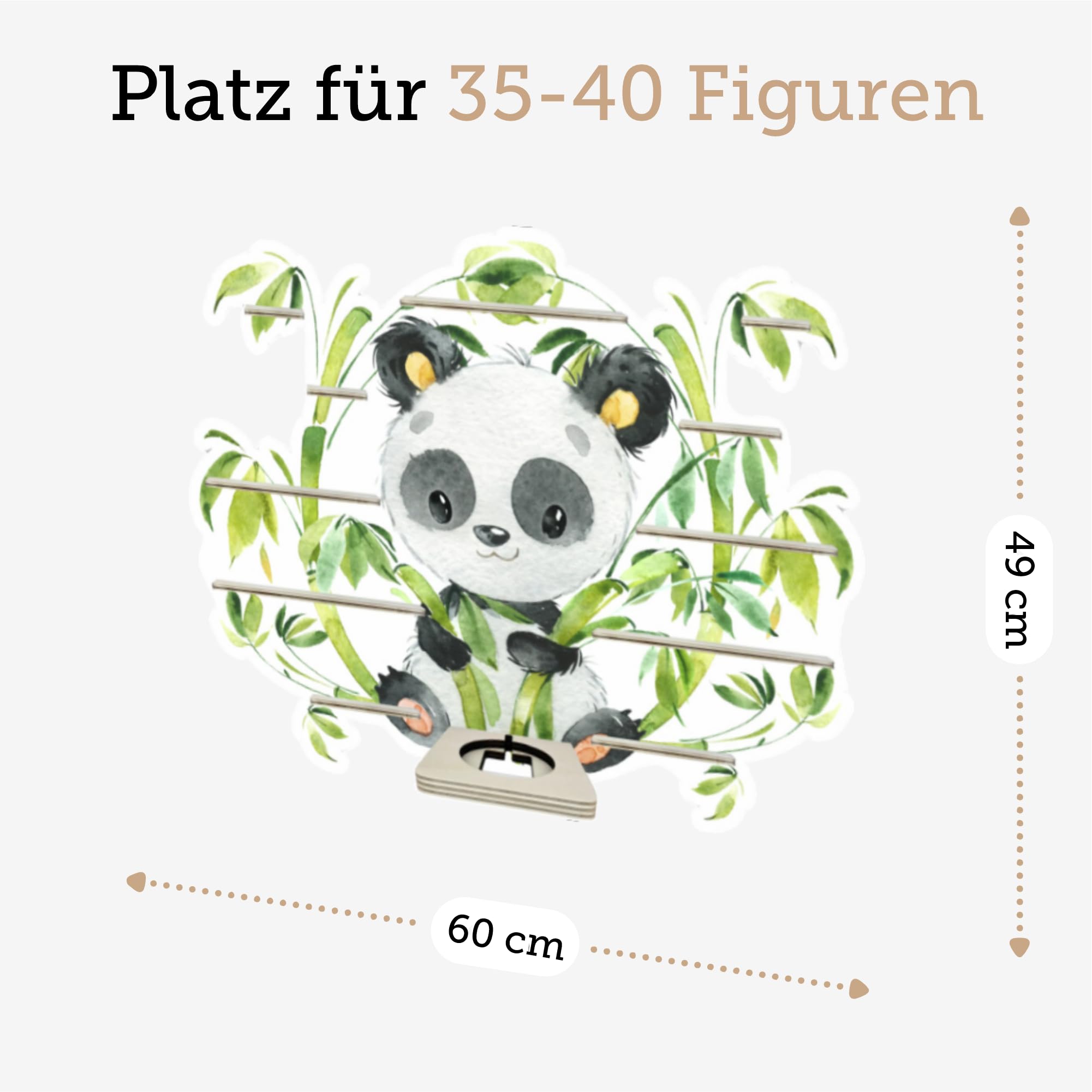 Farbklecks-Collection Tonie Regal Panda, Wandregal für bis zu 40 Hörfiguren, Maße 49 x 60 x 6 cm, mit speziellem Ablagefach kompatibel mit Toniebox, handgefertigt in Deutschland
