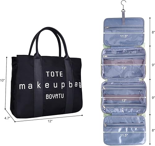 Miniatura 6 de Neceser de viaje para mujer organizador de artículos de tocador colgantes, bolsa de cosméticos con gancho para colgar, organizador de maquillaje