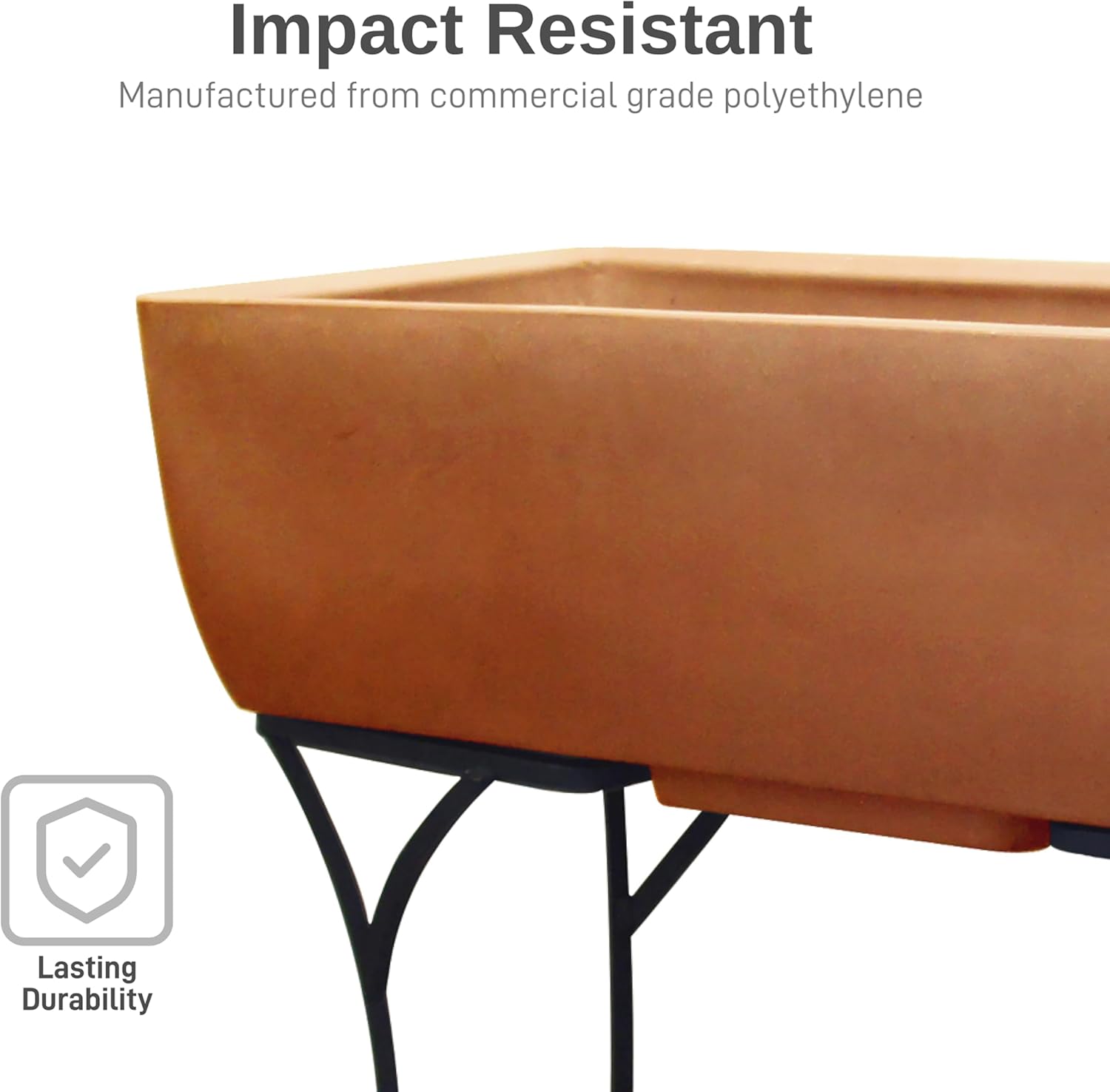 RTS Home Accents 36" Long Elevated Rectangular Planter with Wrought Iron Stand, Terra Cotta - Stylish, Durable, and Weather-Resistant Planter for Outdoor or Indoor Gardening