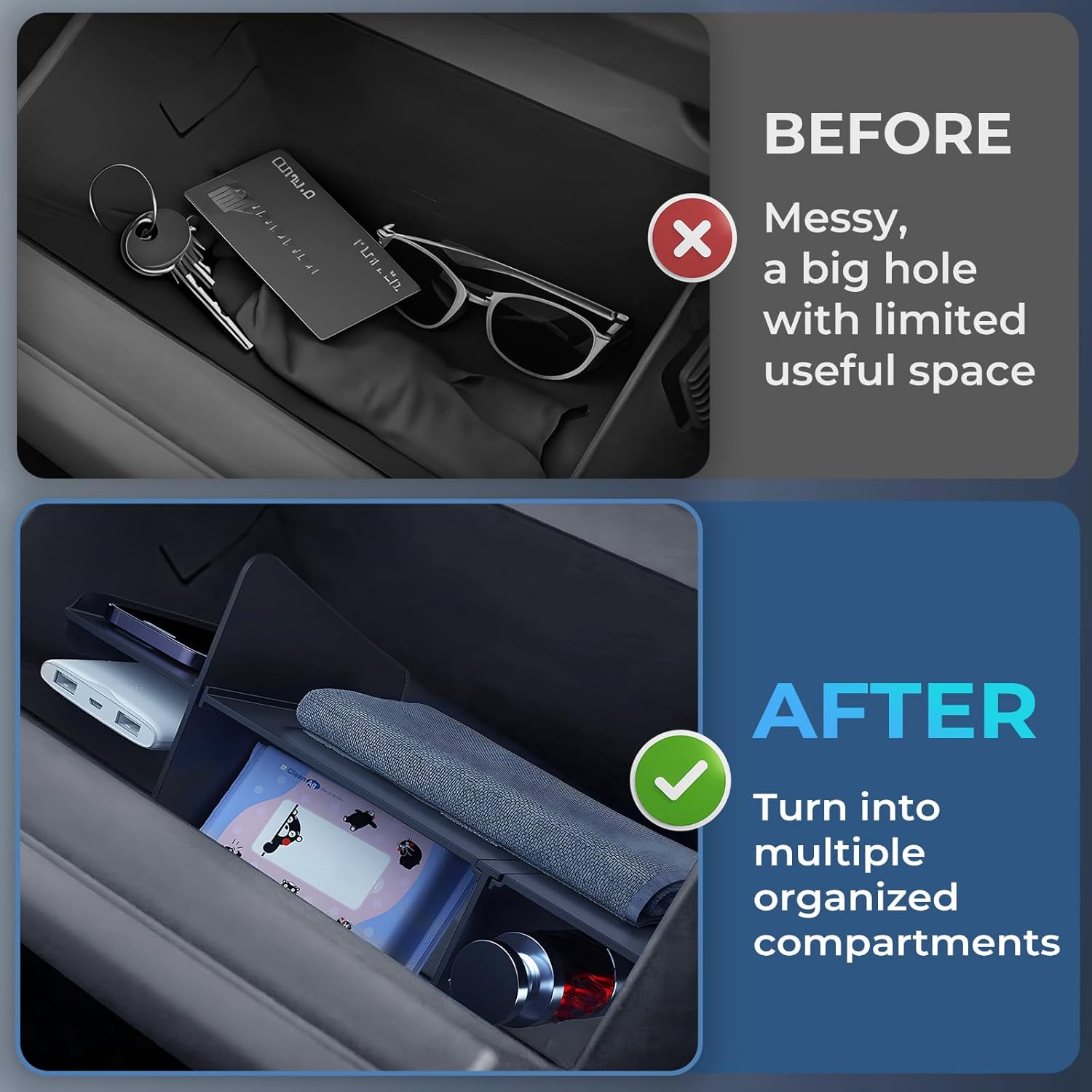 Glove Box Organizer Compatible with Ford Maverick 2026 2025 2024 2023 2022, Interior Accessories Glove Box Divider Compartment Storage Insert Tray for 2022-2026 Maverick, Black