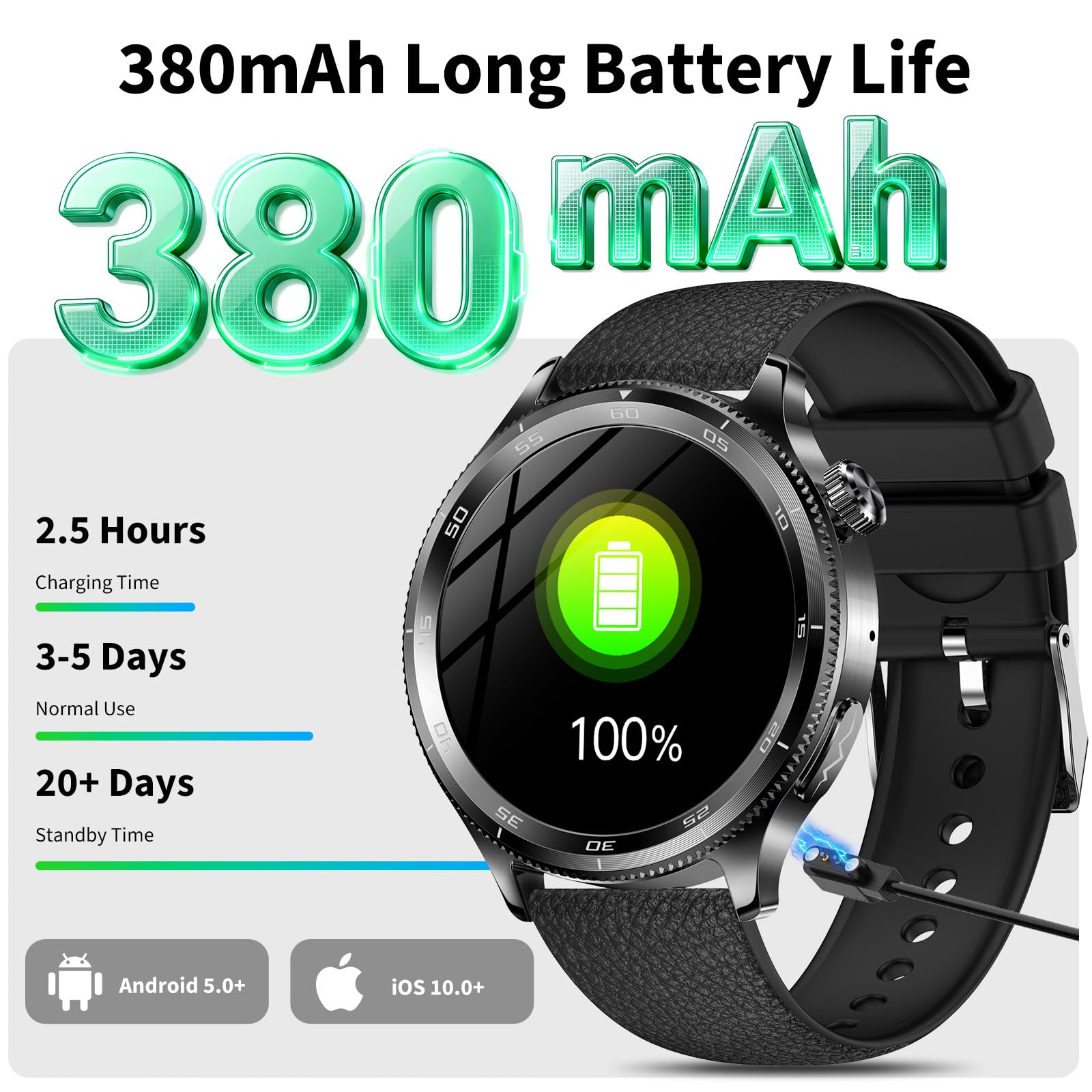 Marsyu 2026 - Smartwatch da uomo con ECG/HRV/IMC, schermo rotondo AMOLED da 1,43", con chiamate Bluetooth, cardiofrequenzimetro 24h, SpO2, SOS, IP68, 100+ modalità sportive, per Android/iOS