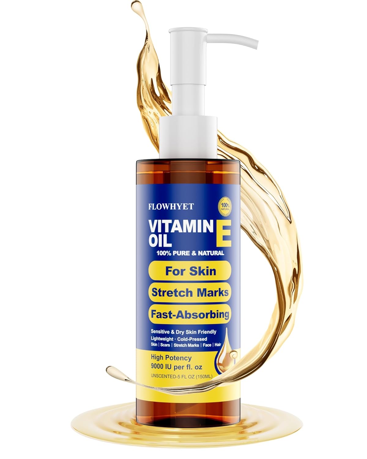 16 Floz Vitamin E Oil For Scars Skin, Pure Organic vit e for Face, Hair, Nails,Nourish Dry Skin, Maintain Youthful, Antioxidant, Fade Scars Unscented Body Oil LIGHTWEIGHT - 500ml