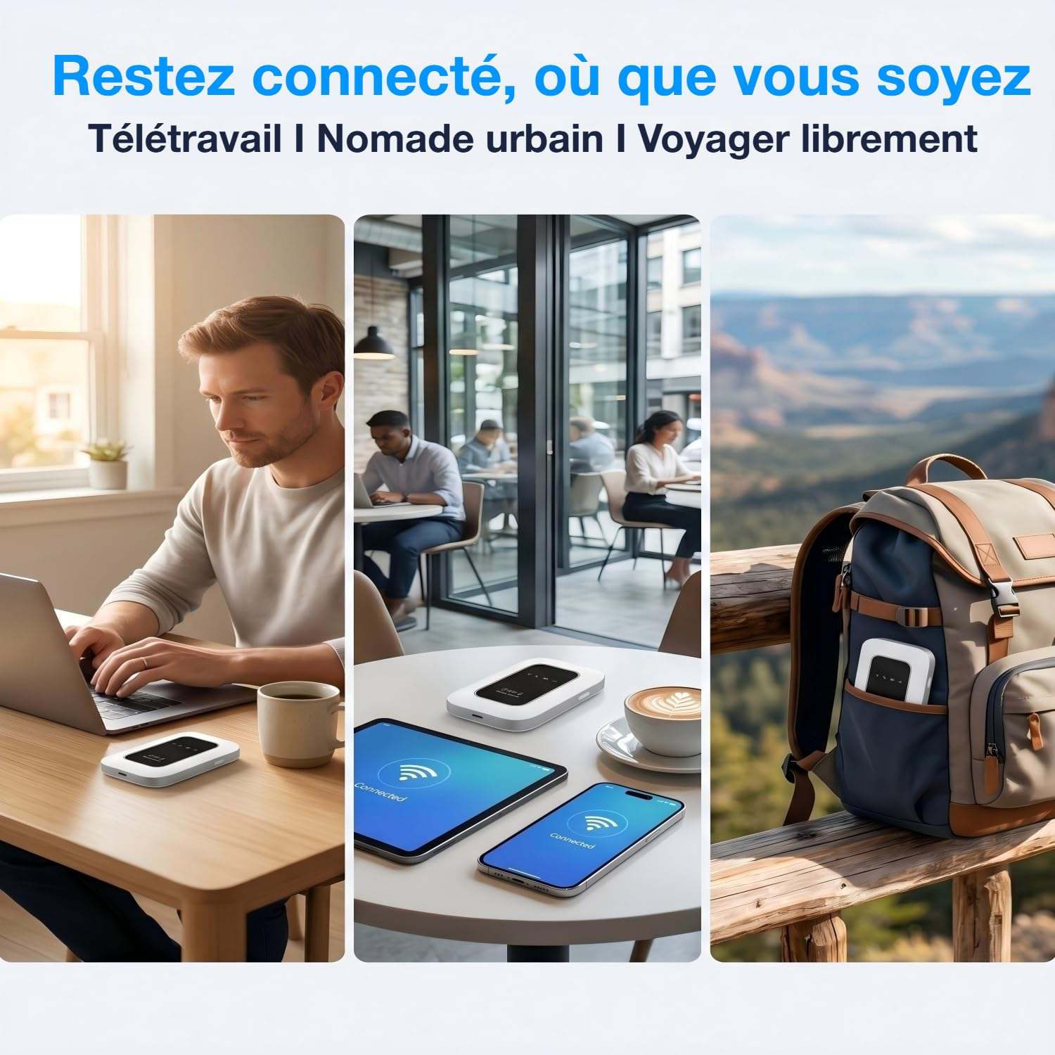 Routeur 5G WiFi Portable, Modem Carte SIM Débloqué, Haut Débit 5G/4G+ pour 28 Appareils, Hotspot Mobile Nomade – Idéal pour Voyage, Télétravail et Déplacements