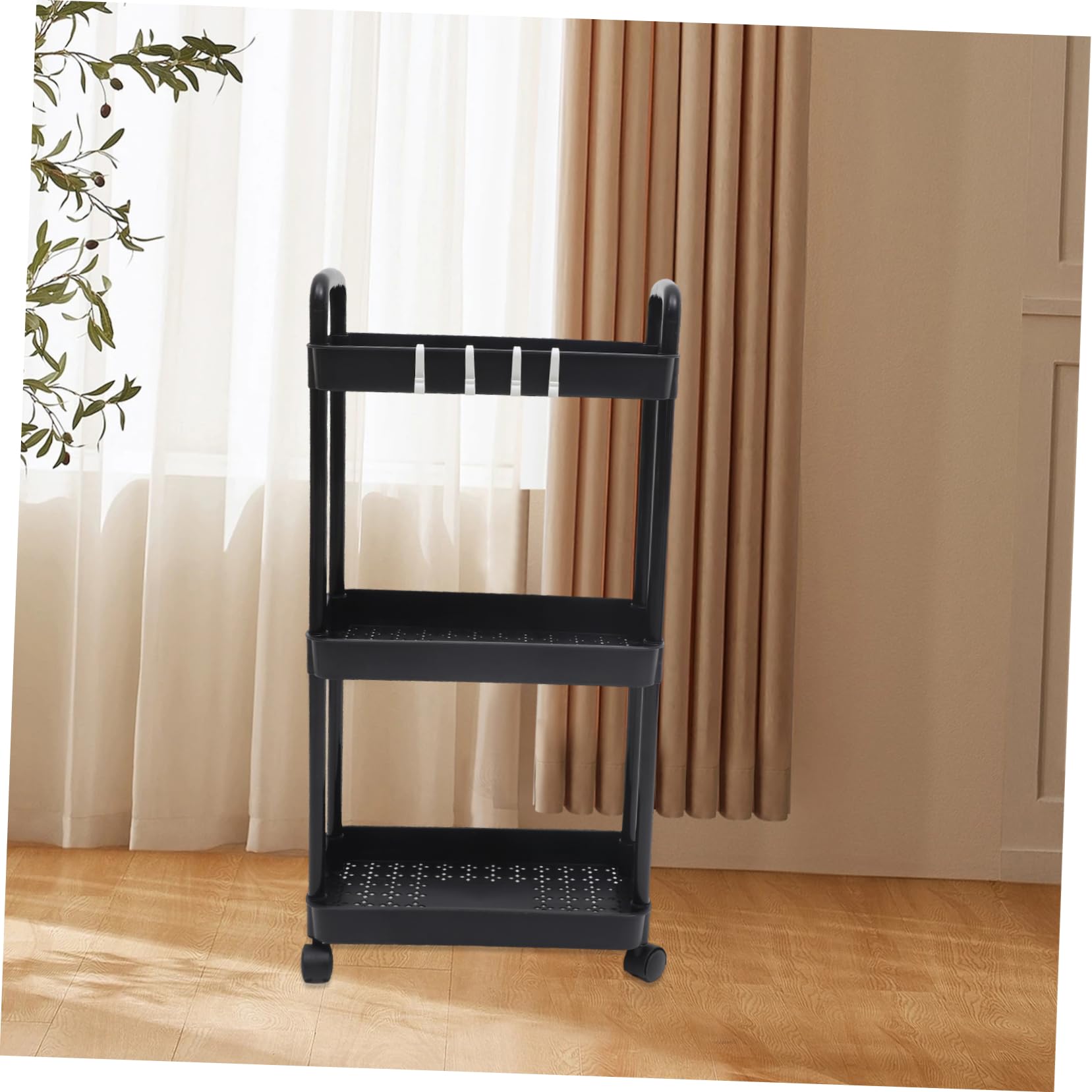 Happyyami Organizador Multiusos de PP Fácil Almacenamiento para Cocina, Baño y Oficina Carrito de Almacenamiento Rodante de 3 Capas Ruedas y Diseño Compacto