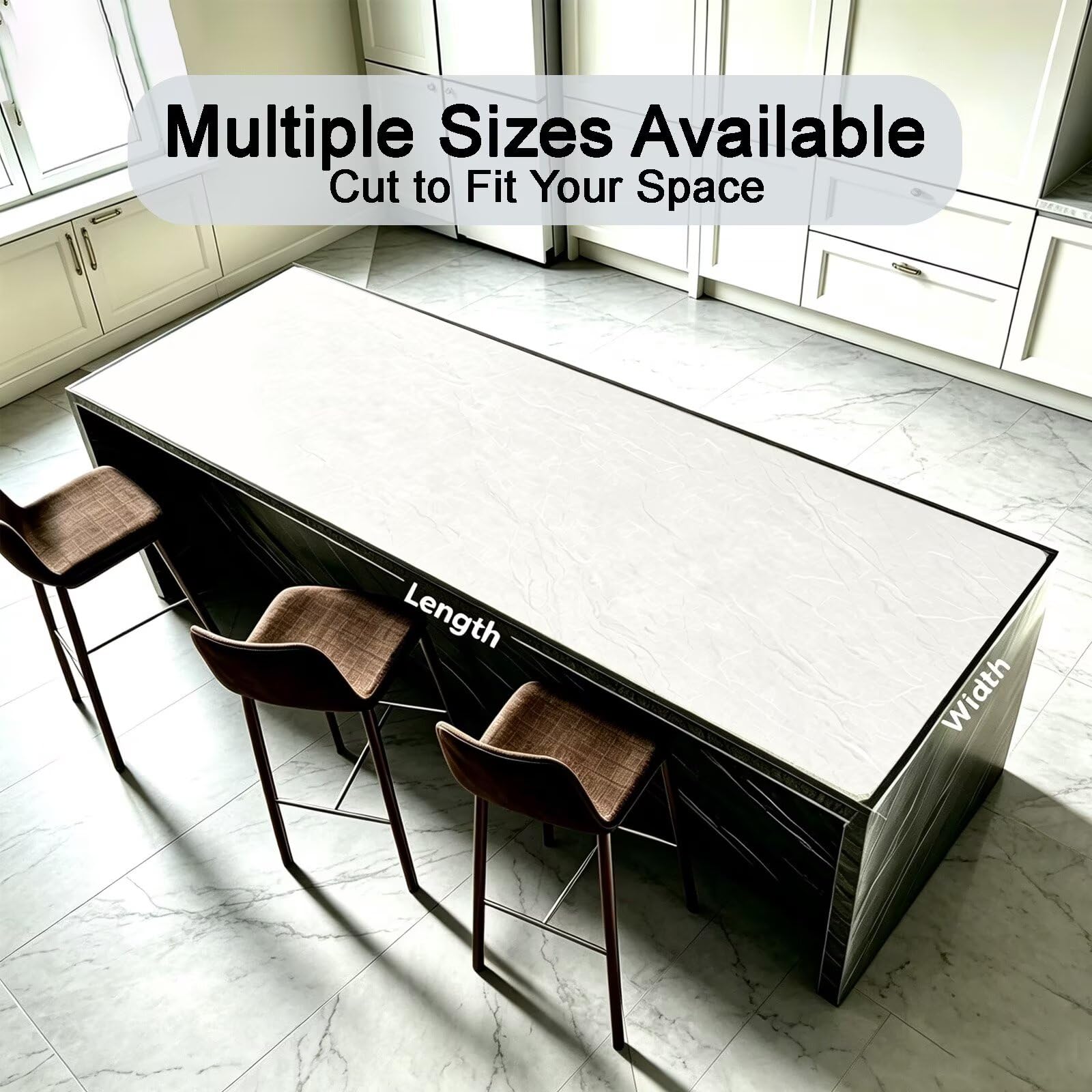 Tappetino da cucina extra large, 99 x 218 cm, impermeabile, resistente al calore, antiscivolo, spessore 1 mm, protezione per piano di lavoro per isola da cucina, rivestimento semitrasparente
