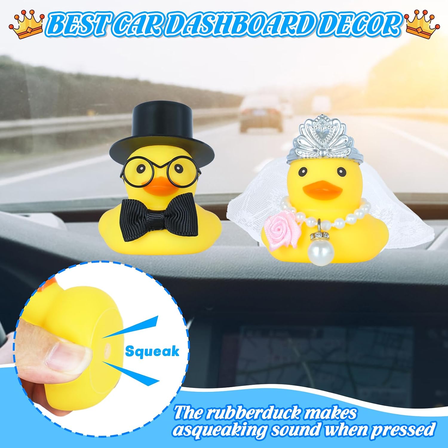 12Pcs Bride and Groom Rubber Ducks Wedding Set - DIY Mini Rubber Duck Decor with Fashion Accessories (6 Brides, 6 Grooms) for Wedding Car Cake Topper, Car Ornament, Dashboard Ornaments image 3