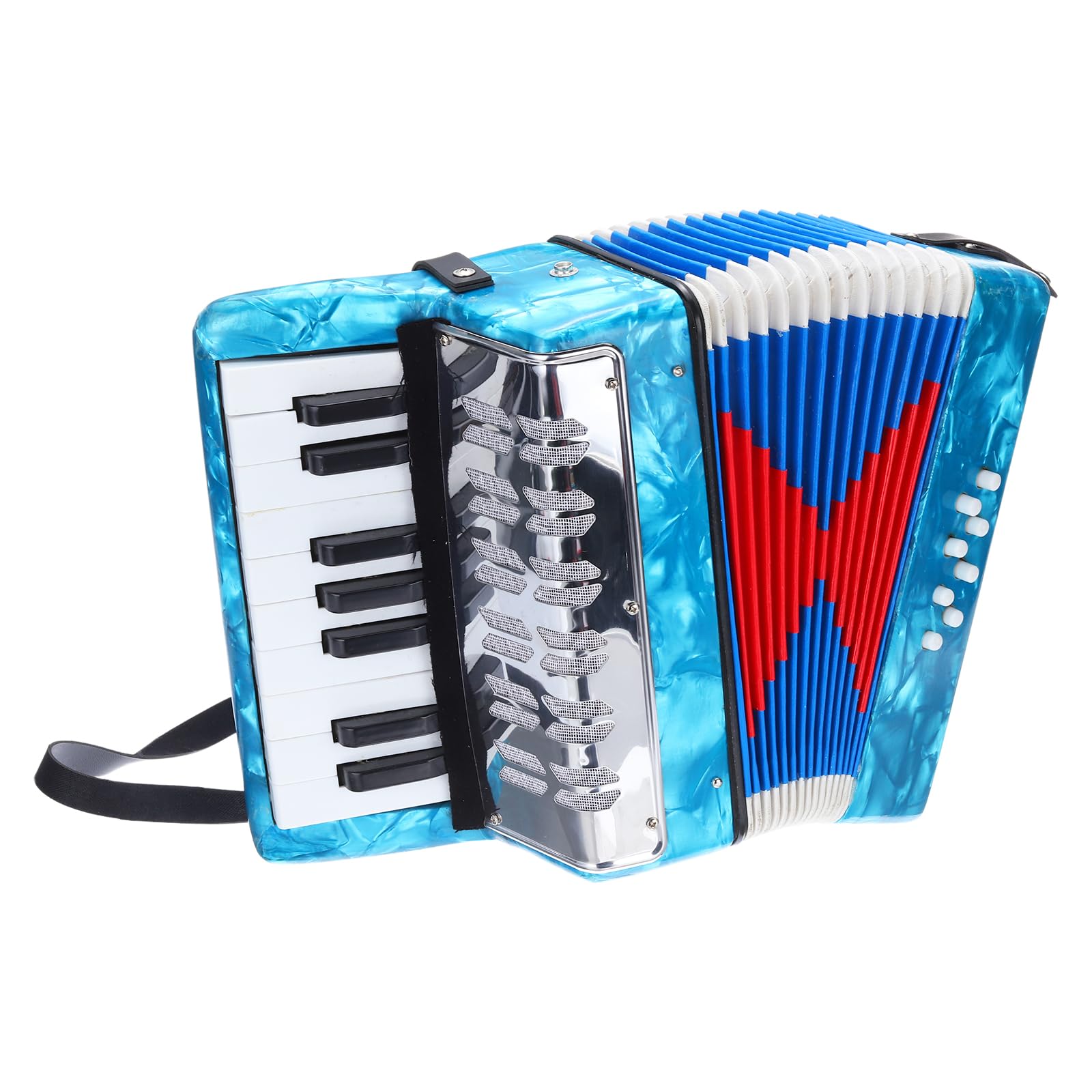 sourcing map Fisarmonica, 17 tasti, 8 tasti basso, mini strumento musicale leggero per bambini principianti educativo, blu cielo