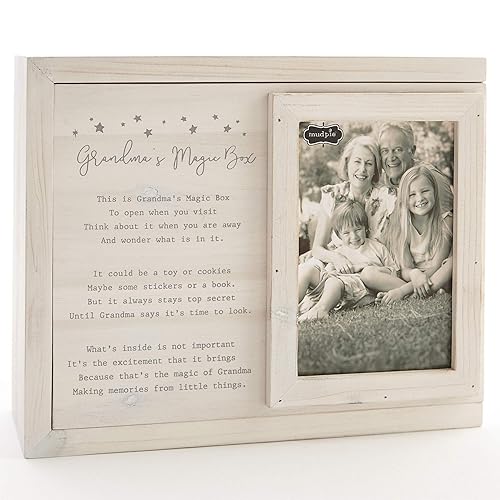 Mud Pie Caja de madera mágica de la abuela de recuerdo, color blanco