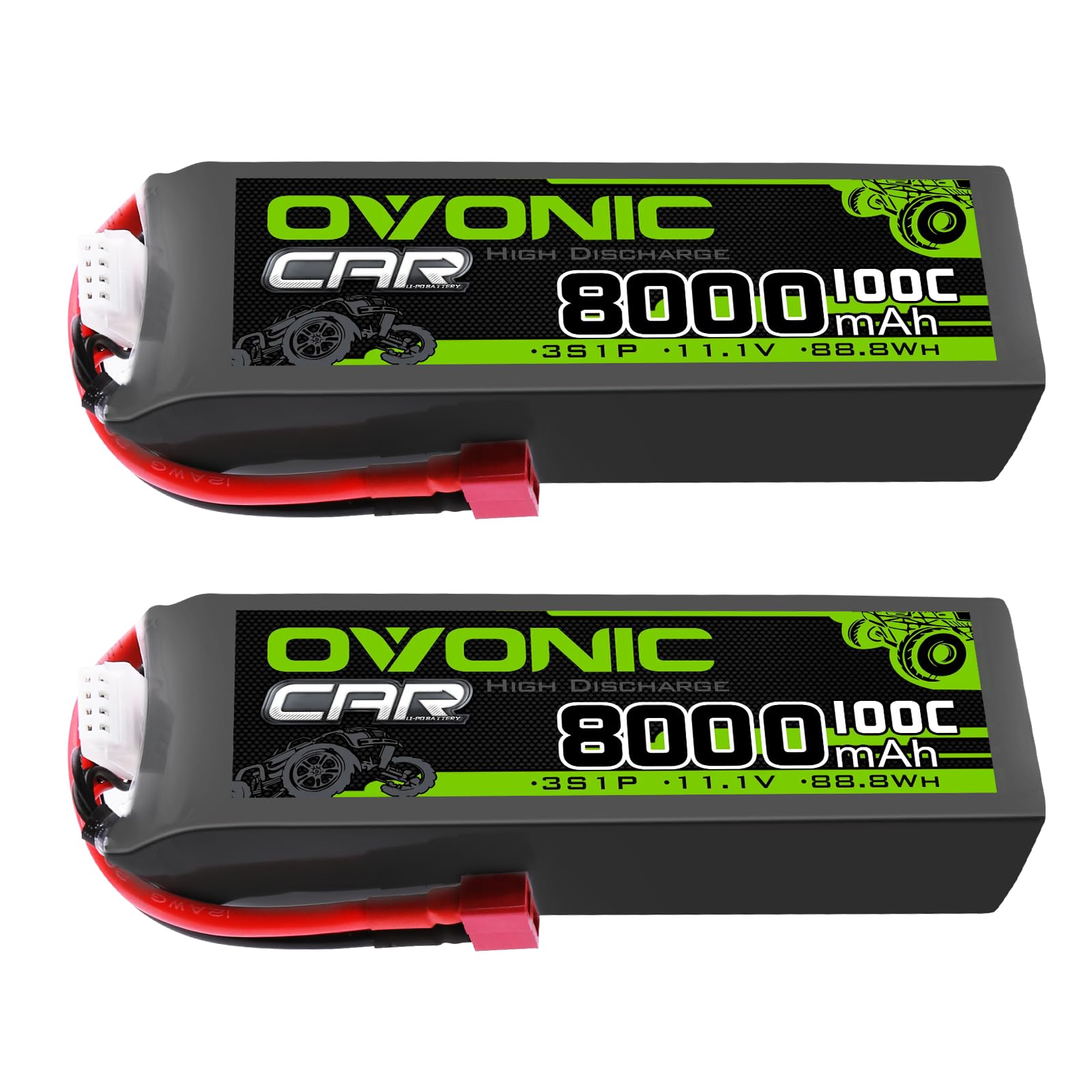 OVONIC 3s Lipo Akku 11.1V 8000mAh 100C mit Deans T Stecker für Auto FPV UAV RC Boot Flugzeug Helikopter Multirotor (2 Stück)