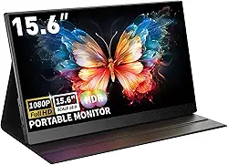 Monitor portátil 15,6'' 1080P FHD USB-C HDMI com capa e dois alto-falantes, segundo monitor para laptop, Mac, PC, telefone, PS4/5, Xbox