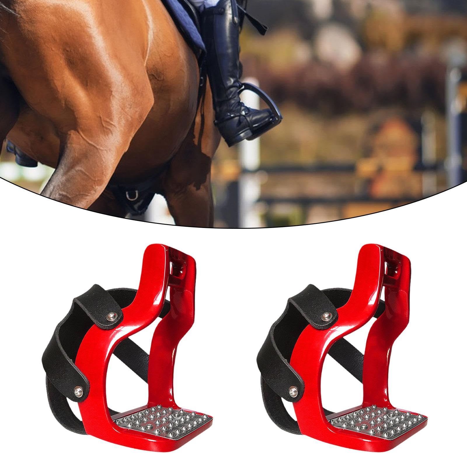 Sharplace 2 Unidades de Equitación, Paseo de Resistencia, con Jaula, Silla de Montar Antideslizante para Equipo Al Aire Libre, Rojo