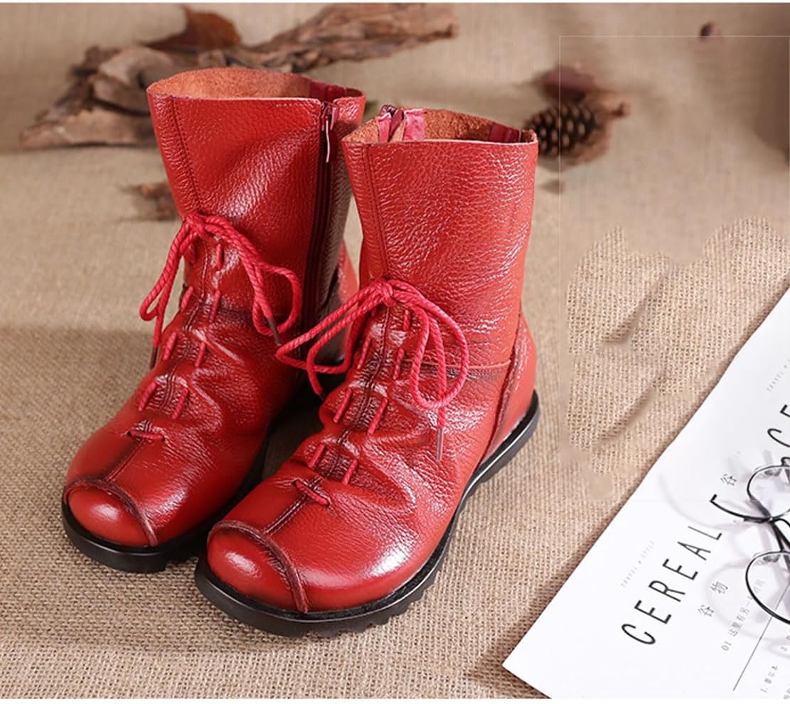 Women PU Leather Comfortable Combat Waterproof Ankle Boots Warm Fur Snow Slip On Classic Mid-calf Fur Lining Fashion Multiple Colors Winter Boots