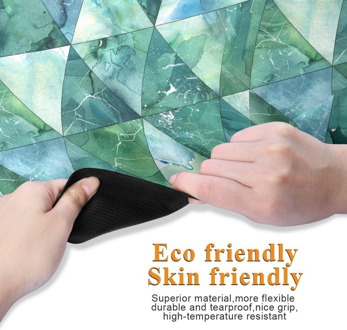 ALAZA Geometrical Watercolor Green Blue Triangles Marble Yoga Mat Non Slip Fitness Exercise Mat, Workout Mat for Yoga, Pilates and Floor Exercises