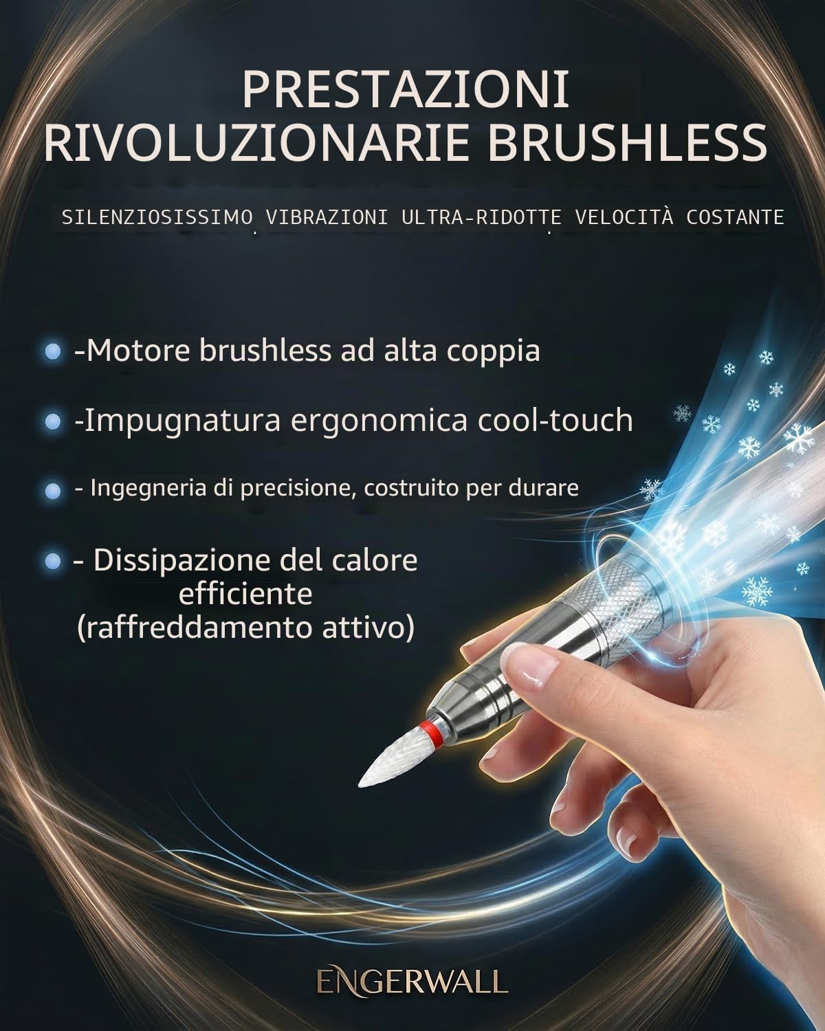Fresa per Unghie Professionale con Motore Brushless 40000 RPM | Motore Brushless, 40000 RPM, Autonomia 24H Lima Elettrica Ricaricabile, Lega di Alluminio, Display HD Touch, Kit 13-in-1