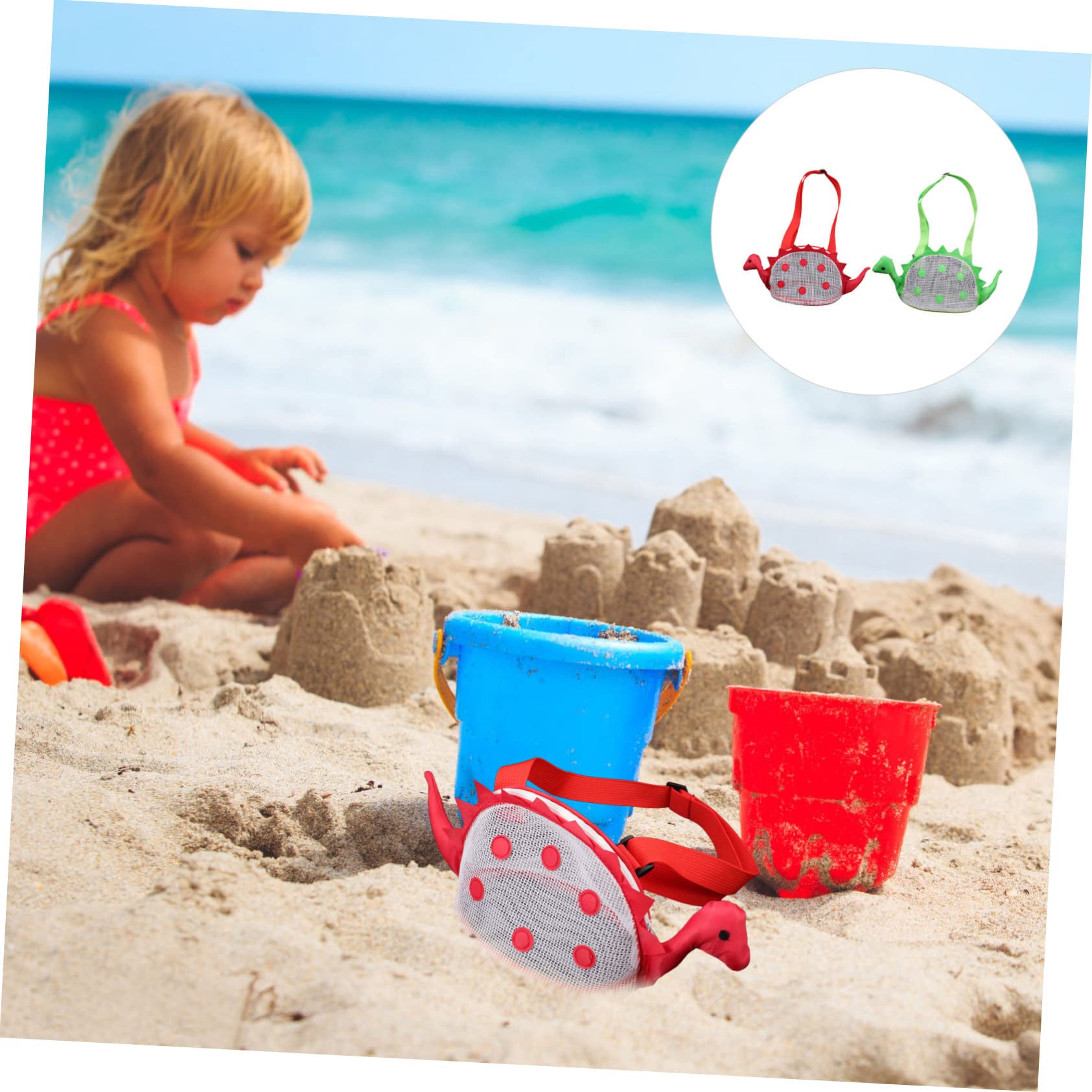 SOIMISS 6pièces Kids Beach Bags De Plage Dinosaure Maille Poche De Rangement Pour Jouets Et Coquillages Pour Garçon Fille