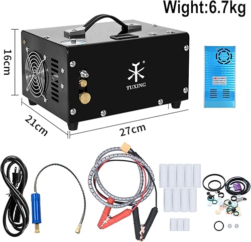 Miniatura 9 de Compresor de aire PCP, Auto-apagado 4500Psi30Mpa aceitepistola de aire de presión sin agua y bomba de tanque de Paintball con separador de