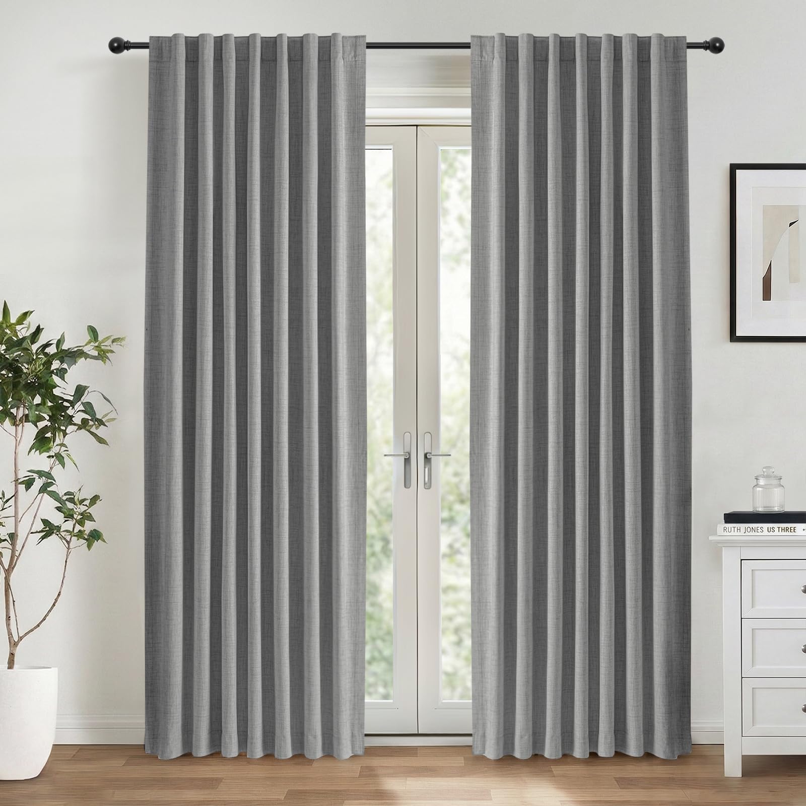 INOVADAY 100% Verdunklungsvorhänge 2 Stück, Vorhäng Blickdicht Thermovorhang Kälteschutz,Gardinen Schlafzimmer Wohnzimmer