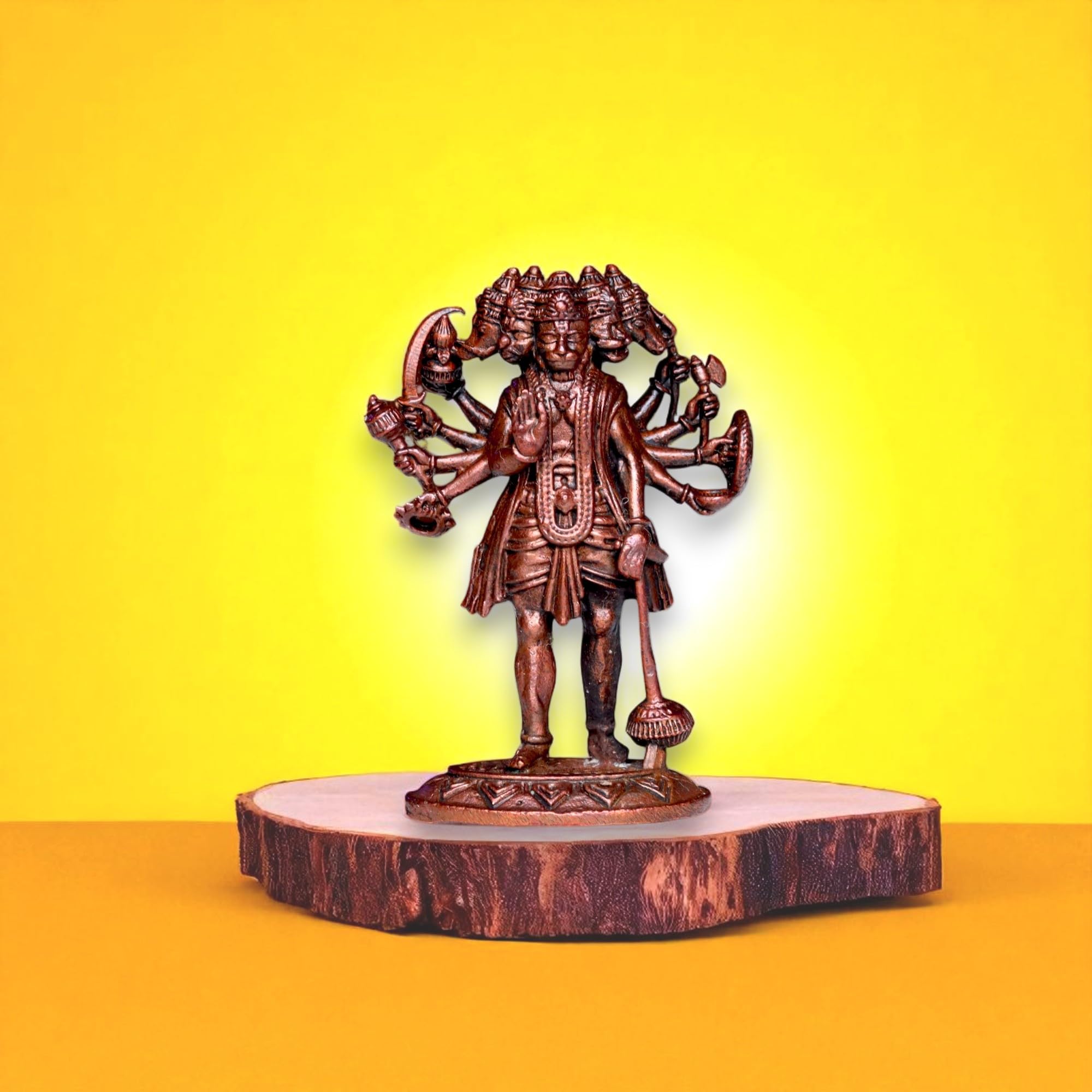 Handmade Copper Hanuman Idol - Mini Panchmukhi Figurine -10