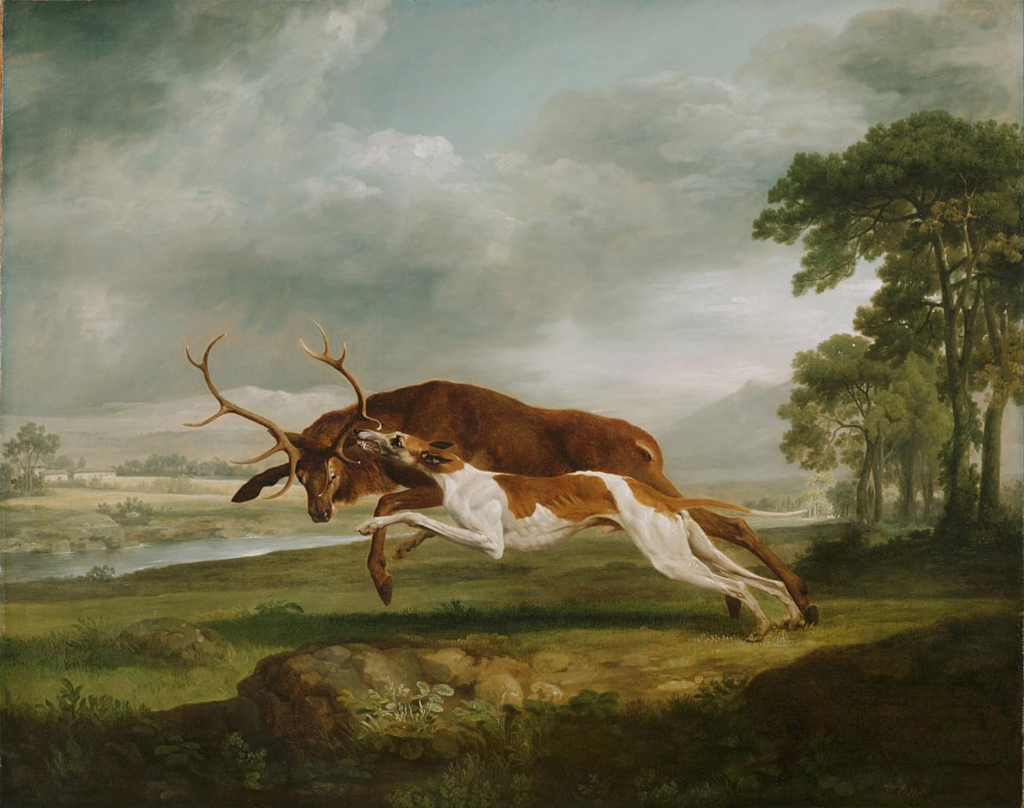 Posteriik No Frame Famous Print Pop Art Wall Art Graffiti Hound Coursing A Stag By George Stubbs Art Prints For Home Decor 60X90cm
