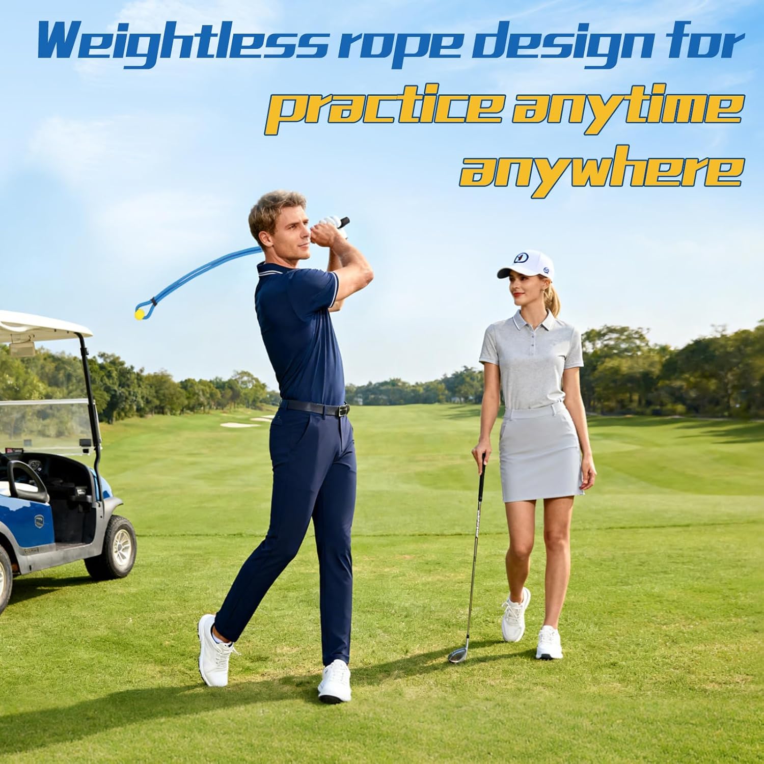 Golf Rope Swing Trainer,Golf Grip Swing Training Aid Whip Practice Trainer Equipment,Gifts for Golf Enthusiasts,Indoor Warm-Up for Golfers,Swing Correcting Arm Band&trainer with Weighted Ball