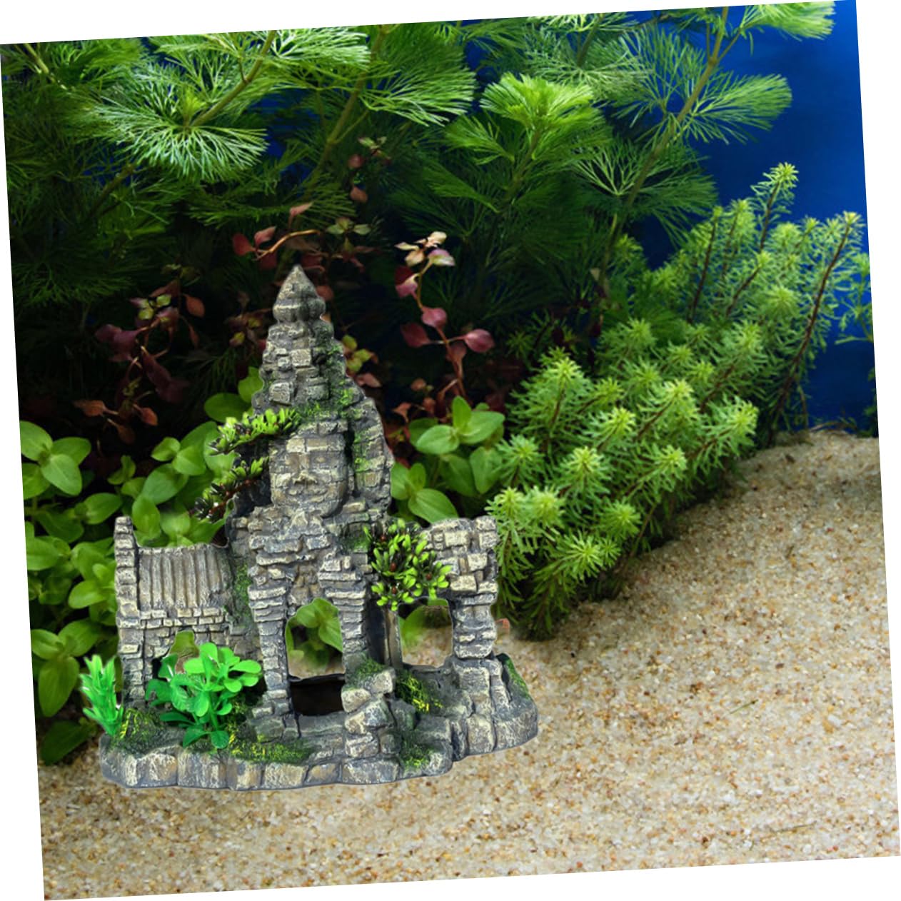 Alipis Décoration D'aquarium en Résine Abri du Temple des Poissons, Cachette Unique pour Poissons et Crevettes, Décor Zen pour Paysage de Aquarium