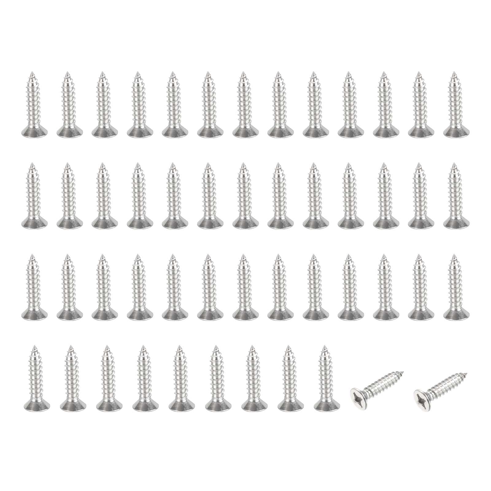 PATIKIL #12x1" Flat Head Sheet Metal Screws, 50 Pcs 304 Stainless Steel Phillips Drive Self Tapping Wood Screws for Metal Wood Drywall