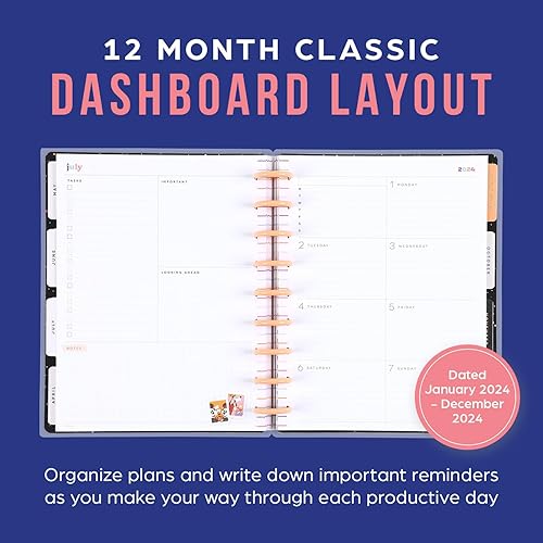 Miniatura 2 de Happy Planner - Agenda de 12 meses con disco de Disney, enero de 2024 a diciembre de 2024 diaria, semanal, mensual, tamaño clásico, diseño de