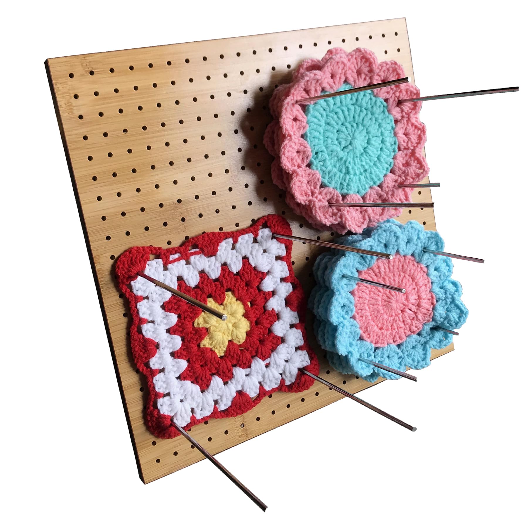 11.5 Inch Bamboo Crochet Blocking Board with 20 PCS Crochet Stitch Markers, 5 PCS Large Eye Sewing Blunt Needles & 20 PCS Stainless Steel Pins- Adjustable Angles