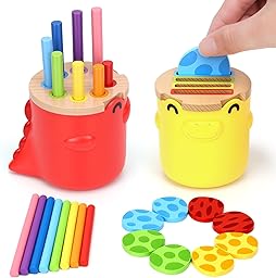 Montessori Toys for 1 2 3 Year Old Boys Girls: Wooden Colour Sorting & Stacking Cups Gifts for 2-3-4 Year Old Kids Learning Fine Motor Skills Educational Sensory Toys for Toddler Birthday Gifts