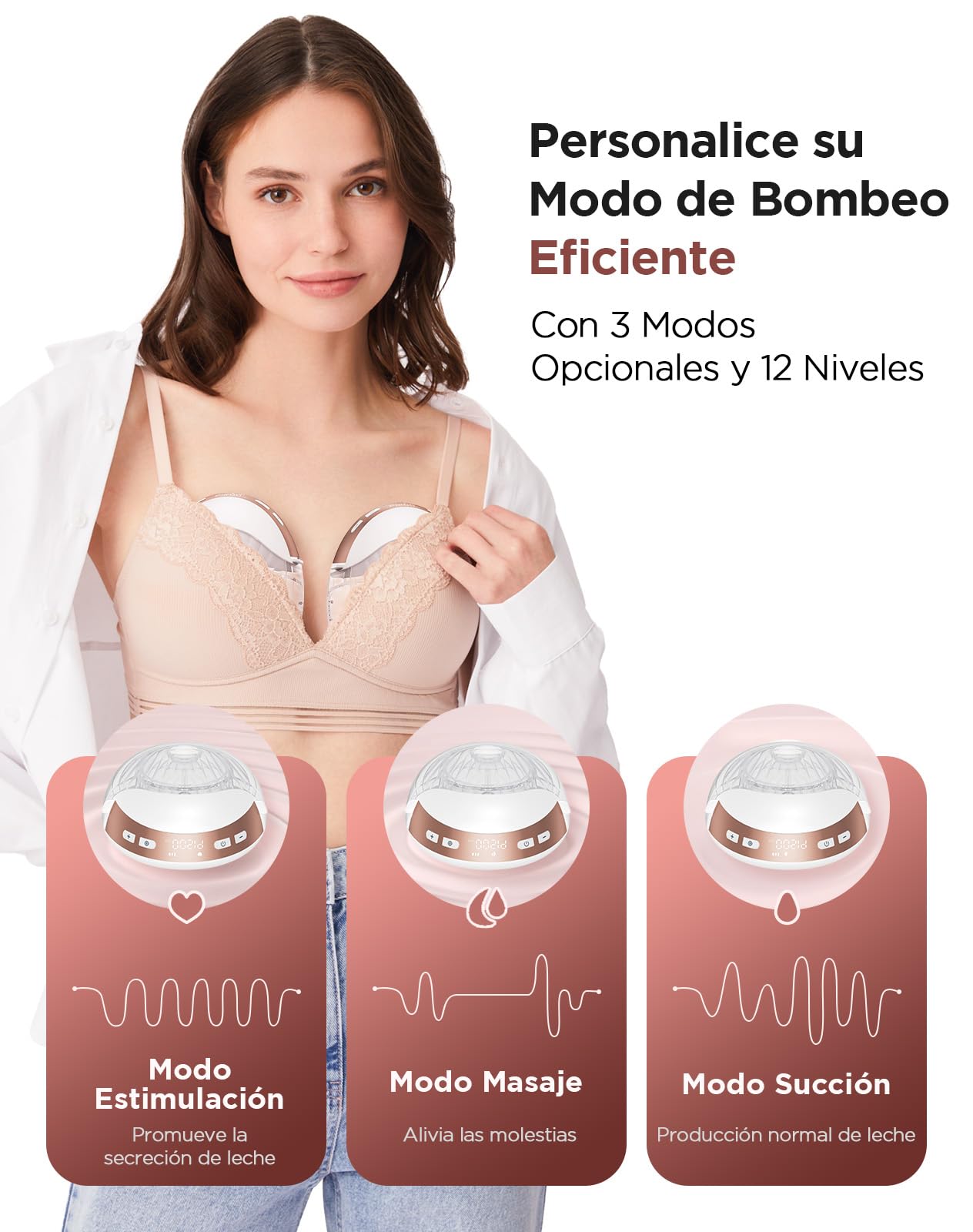 Haokoo Sacaleches Electricos Manos Libres, Discreto Extractor Leche Materna | Ultraligero 205 g, Silencioso <40 dB, 1,5× más Rápido, 3 Modos 12 Niveles, sin BPA, Indoloro, Portátil