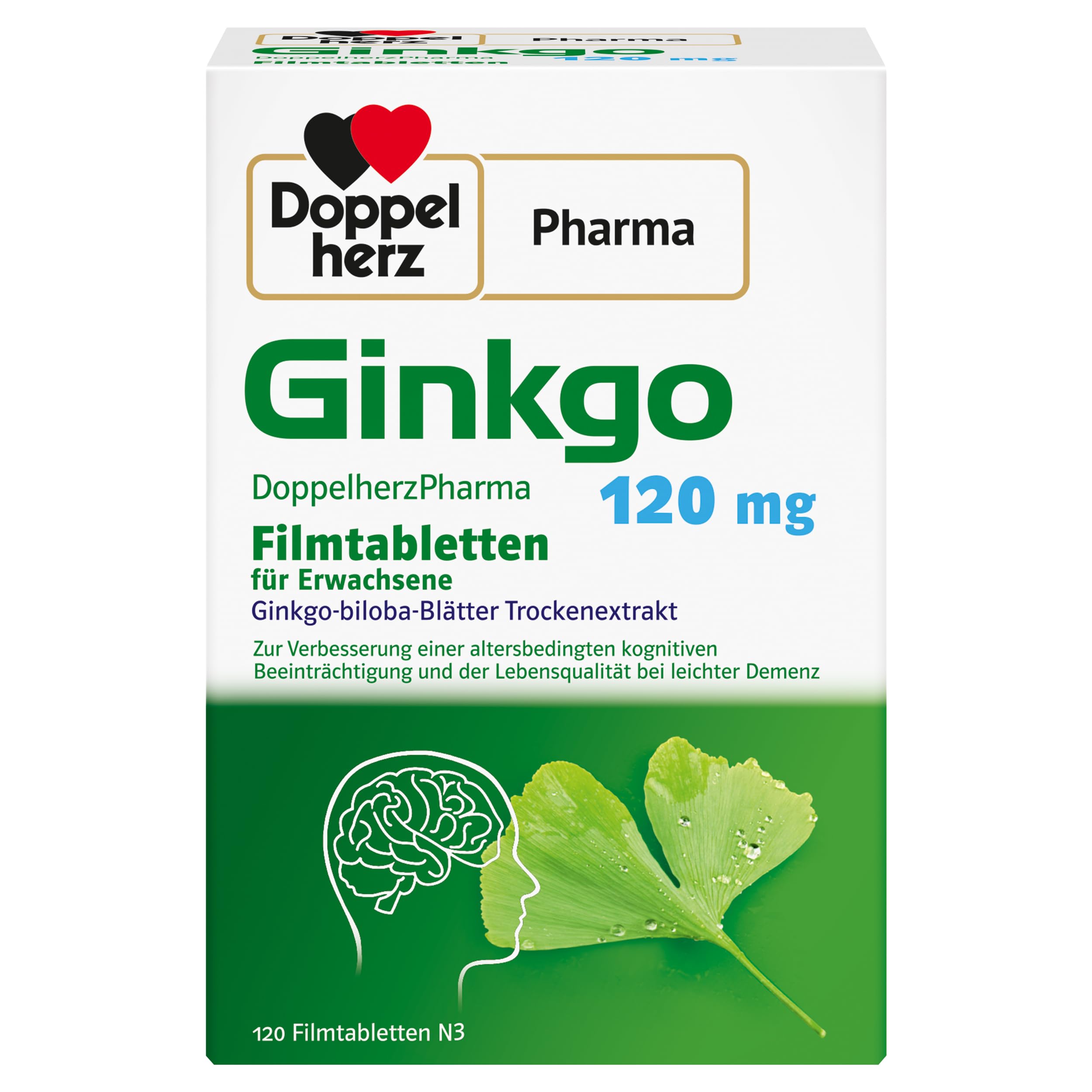 Ginkgo DoppelherzPharma 120 mg - Pflanzliches Arzneimittel zur Verbesserung kognitiver Funktionen und Lebensqualität - S