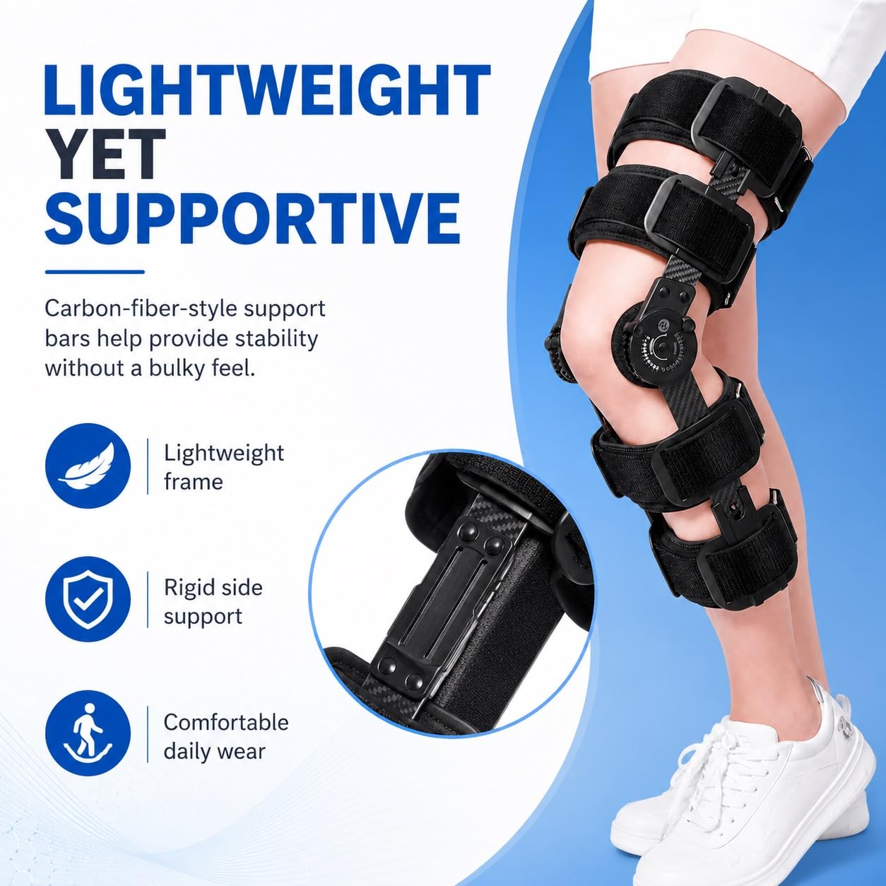 Rodillera articulada con rango de movimiento ajustable, soporte postoperatorio para la rodilla, estabilizador ortopédico, inmovilizador para la recuperación de la pierna izquierda y derecha tras