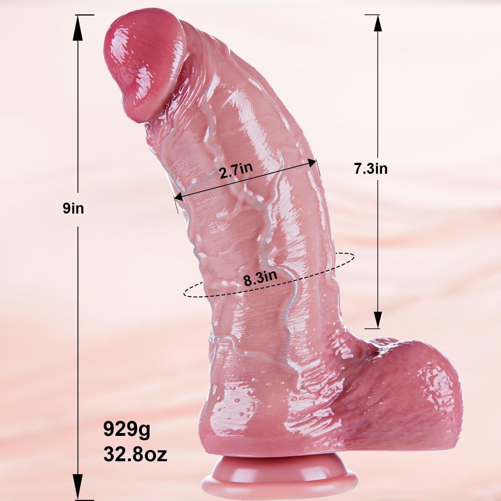 6,8 cm de ancho y grueso dildo, 23 cm de dildo grande y realista,silicona de doble capa, XL grueso con ventosa, juguete grande para el ano y el punto G