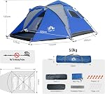 Night Cat Pop Up Tent 2-3 Persons Instant Set Up Tent with Footprint Tarp & Porch, Automatic Double Layer Waterproof Camping Tent with Rainfly