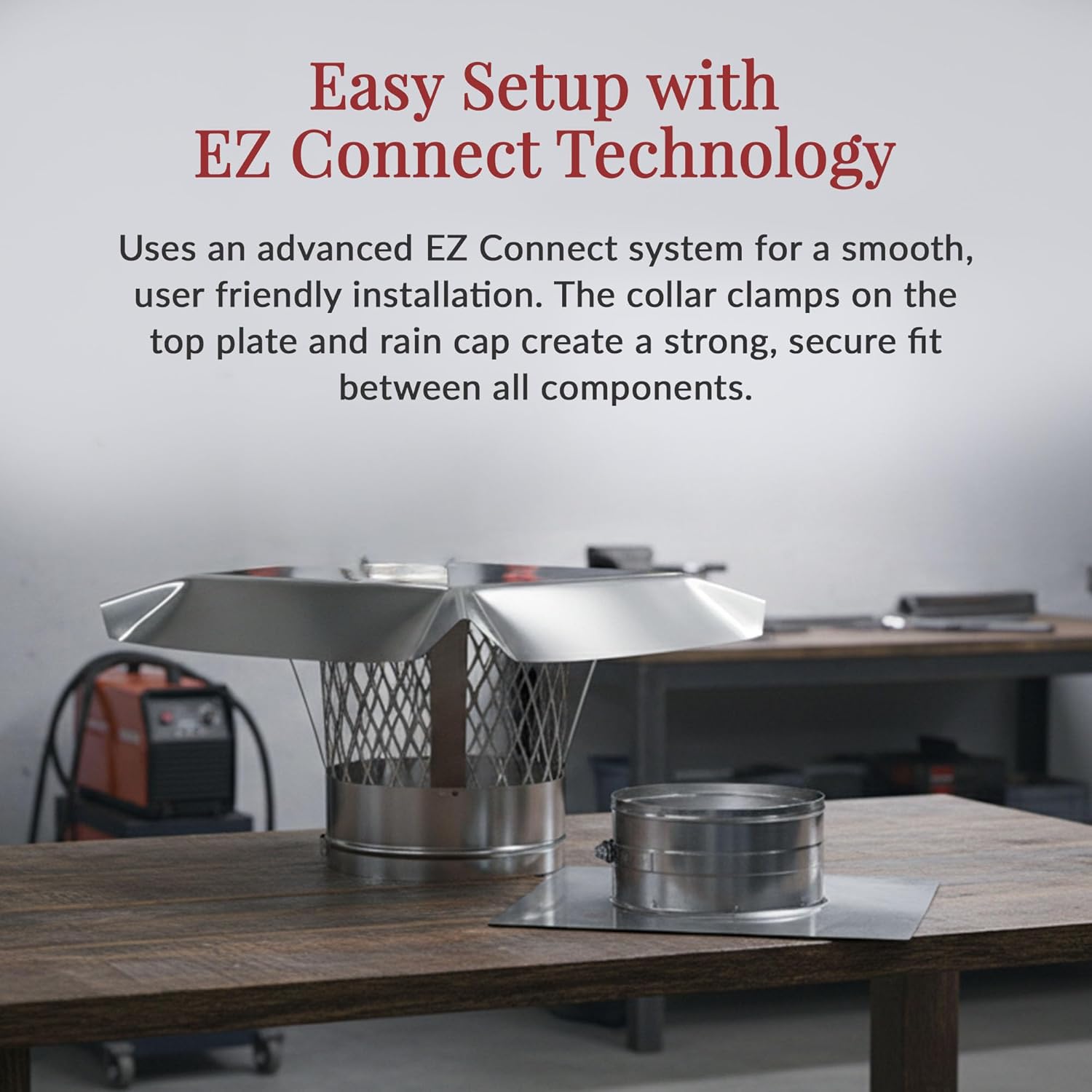 Fireside Chimney Supply Top Kit | 304 Stainless Steel Chimney Top Plate and Rain Cap | EZ Connect Chimney Cap Kit with Mesh Critter Guard | Heavy-Duty 13in x 13in x 6in Chimney Cover