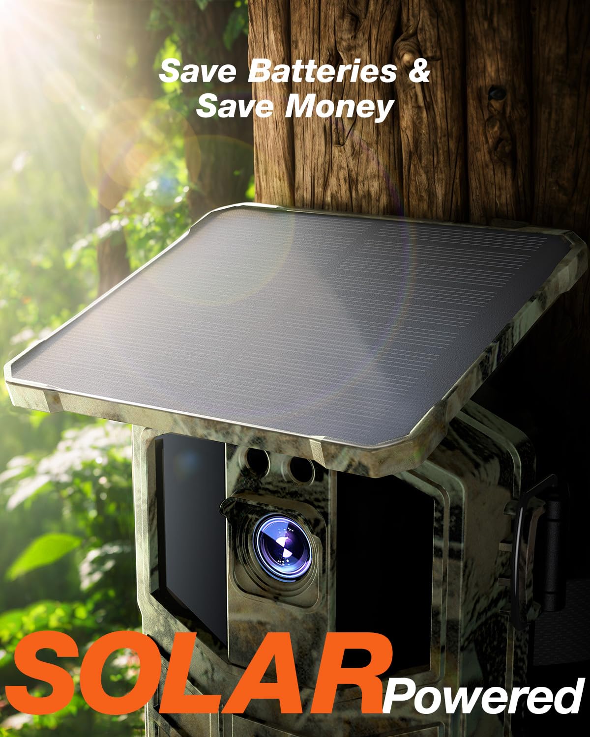 iZEEKER Solar Hunting Camera 4K 64MP WiFi 6 Bluetooth z akumulatorem 5200 mAh, wyzwalanie, kamera myśliwska noktowizor IR karta micro SD 64 GB wykrywanie ruchu, wodoodporna IP66