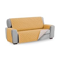 Textilhome Copridivano Malu 3 Posti (160cm) – Salvadivano Trapuntato Reversibile Universale, Protezione Antigraffio, Fodera Imbottita per Divano, Colore Senape