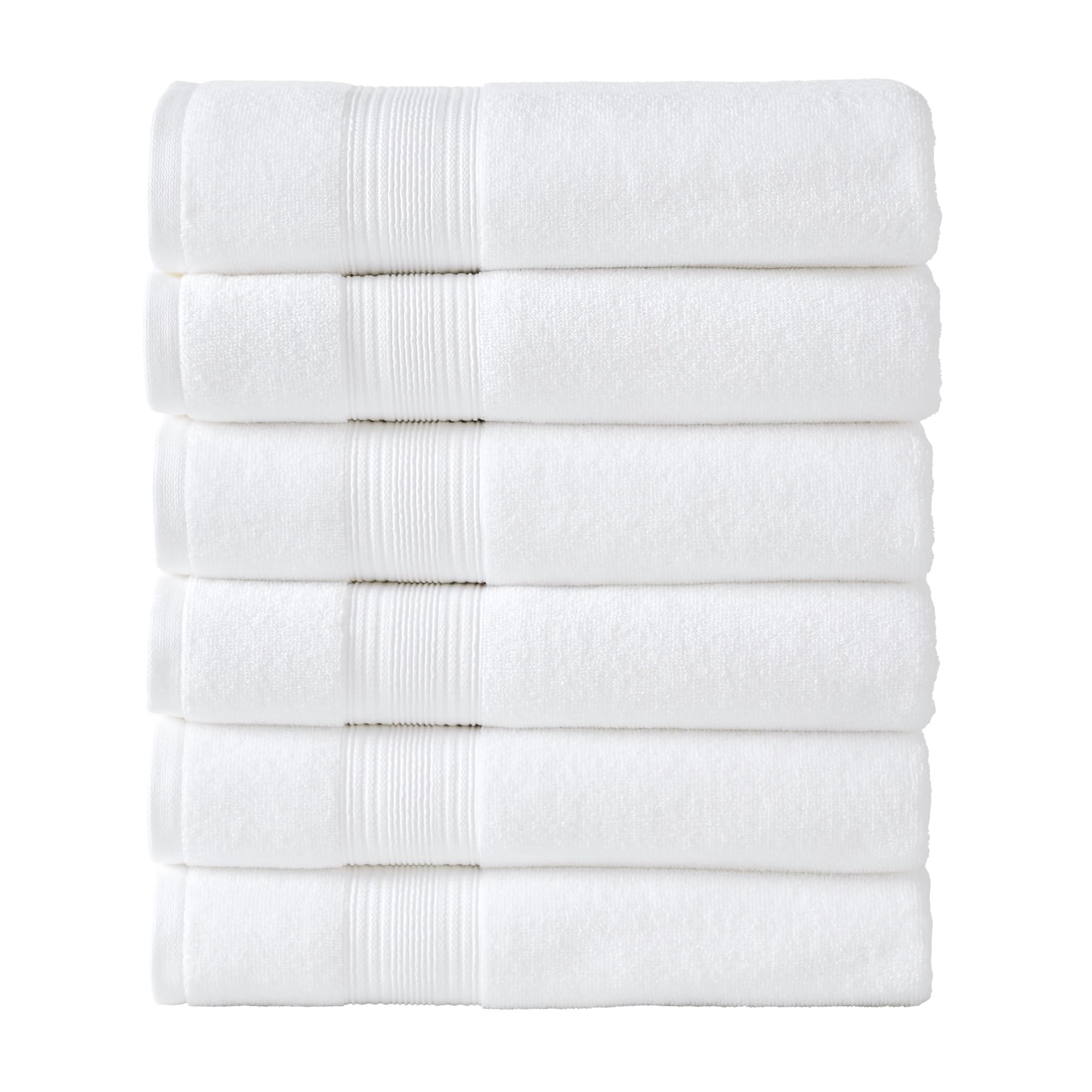 Modern Threads Hotel Collection 6-Pack 100 Ring Spun Cotton Highly Absorbent Quick Drying Bath Towel Set White 27x54