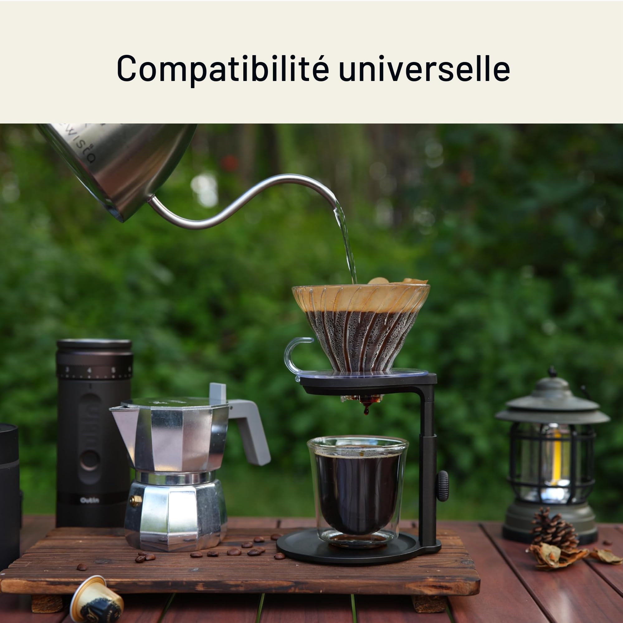 OutIn Support d'égouttement universel amovible pour machine à expresso portable - Support à café versable - Accessoires nano