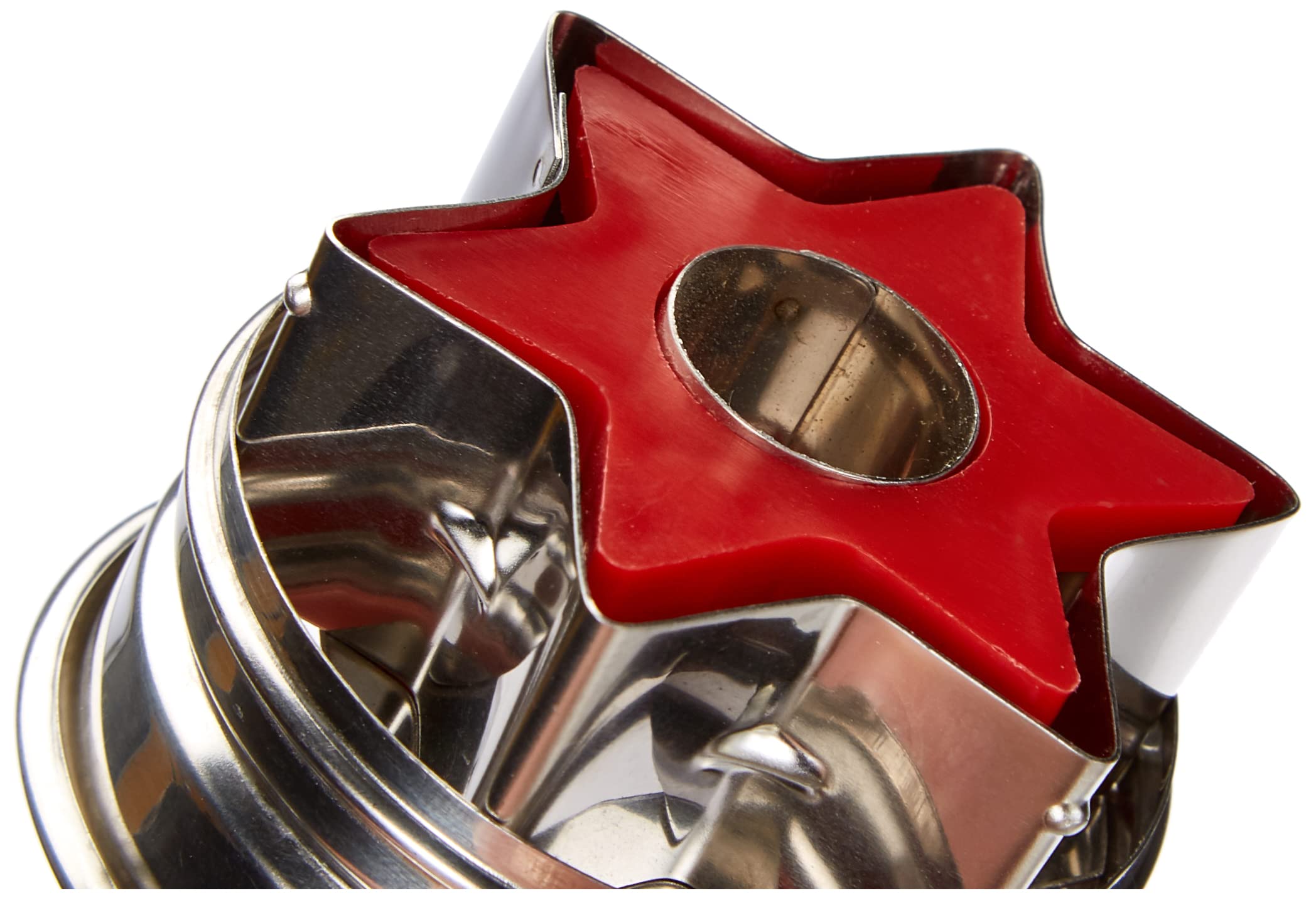 Städter Star with ejector, stainless steel, silver-red, 4.8 x 4.8 x