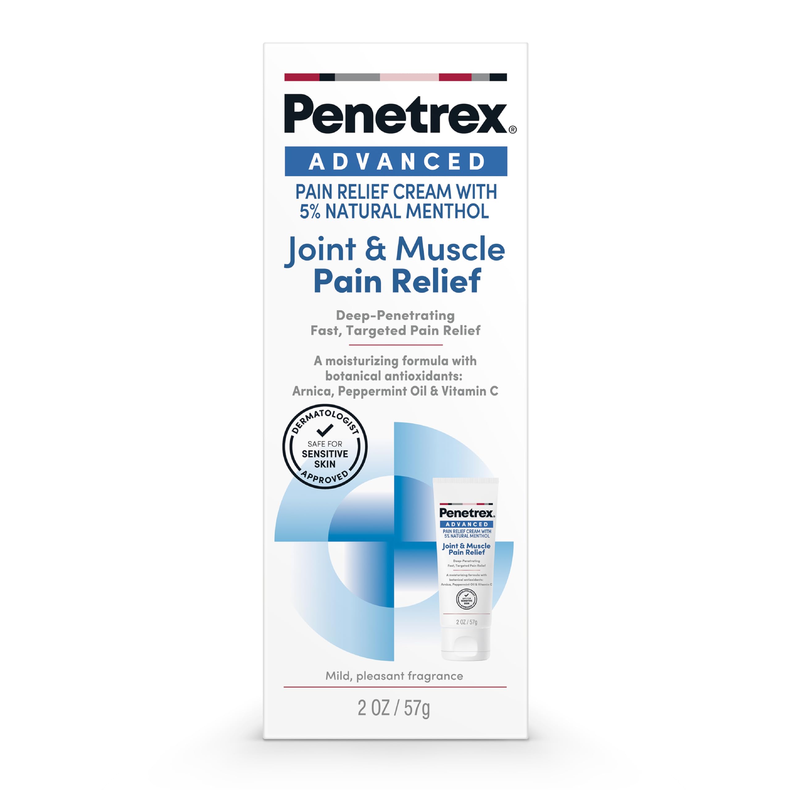 Penetrex Advanced Joint & Muscle Pain Relief Cream, 2 Oz - Natural Menthol 5% External Analgesic with A Blend of Antioxidants: Arnica, Peppermint Oil & Vitamin C