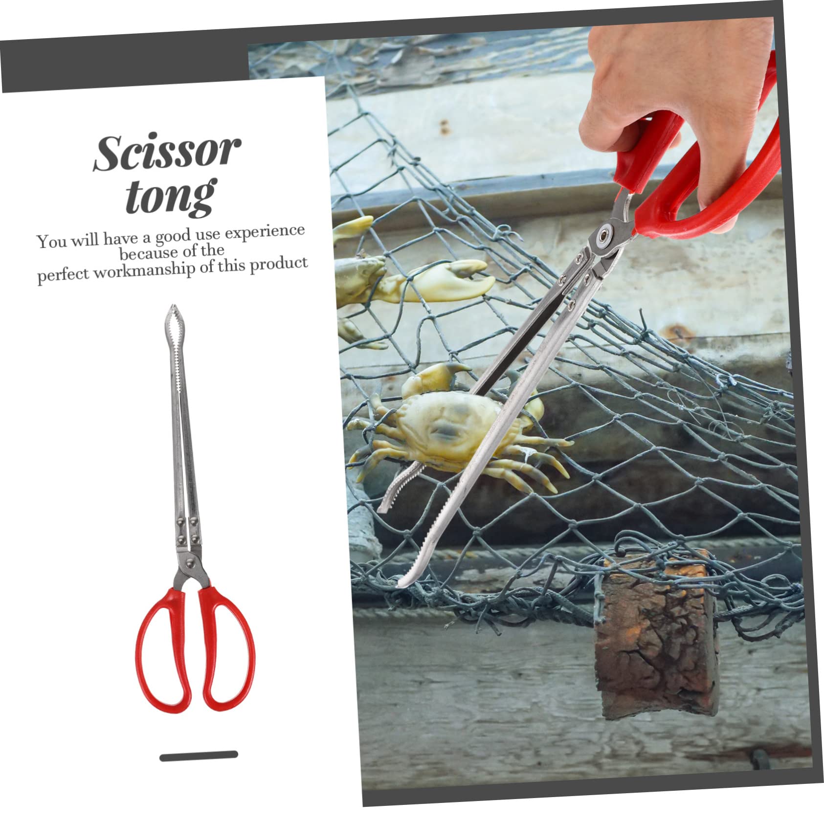 Tragbare Fischzange aus Edelstahl und Abs Leichte Lange Multifunktionsclip für Grill und Outdoor Praktisches Anglerzubehör zum Greifen von Fisch und Krabben