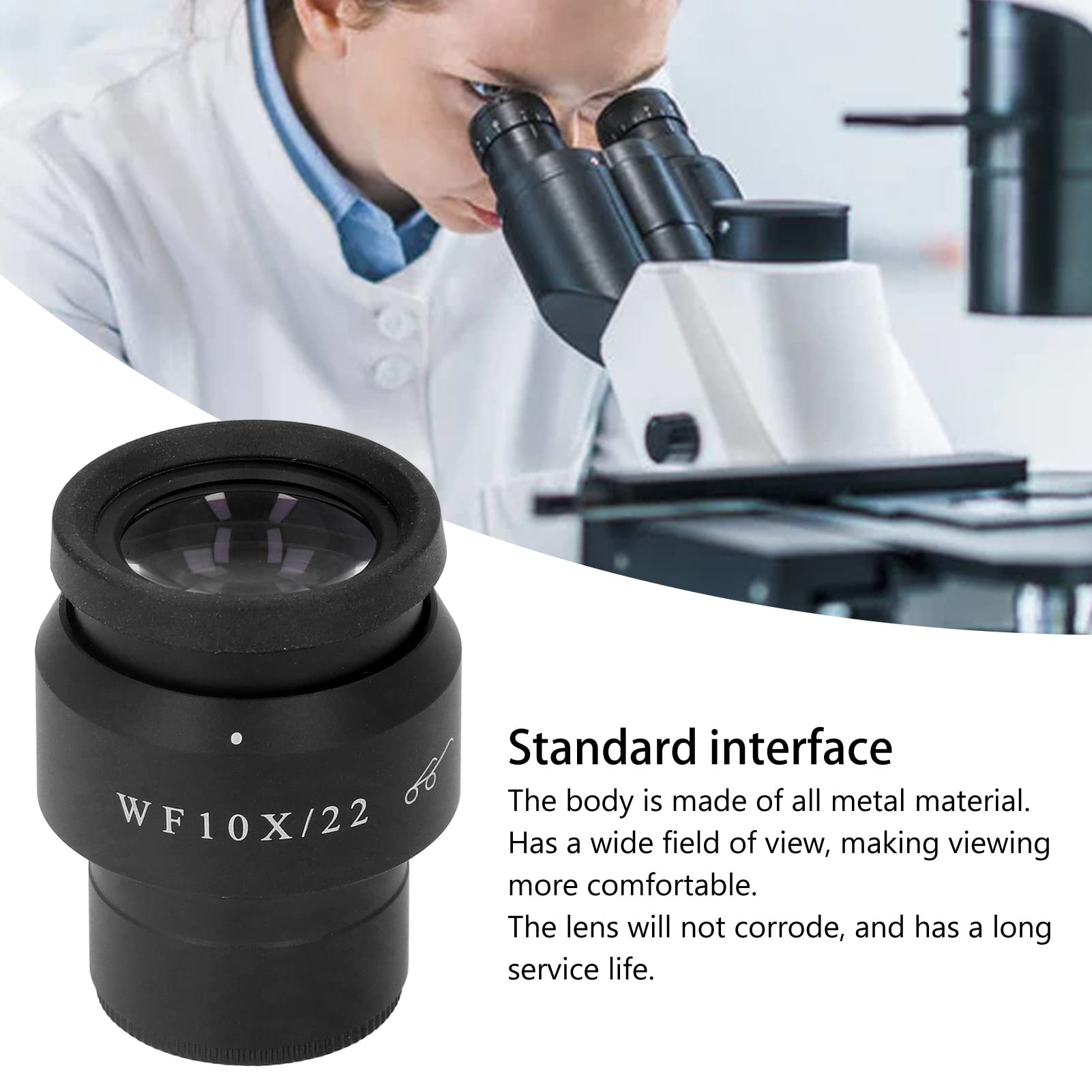 Interfejs 30mm Okular szerokokątny o wysokim punkcie widzenia Okular mikroskopu WF10X/22mm do laboratorium