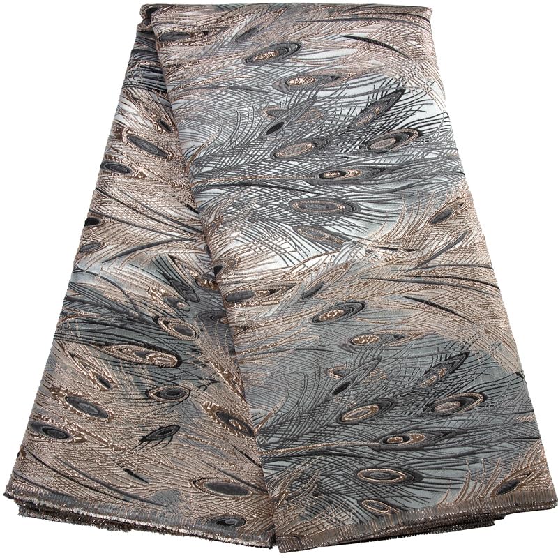 African Lace Fabric 2.5 Yards, French Jacquard Tulle Lace Nigerian Brocade Lace Fabric for Party Dress Sewing