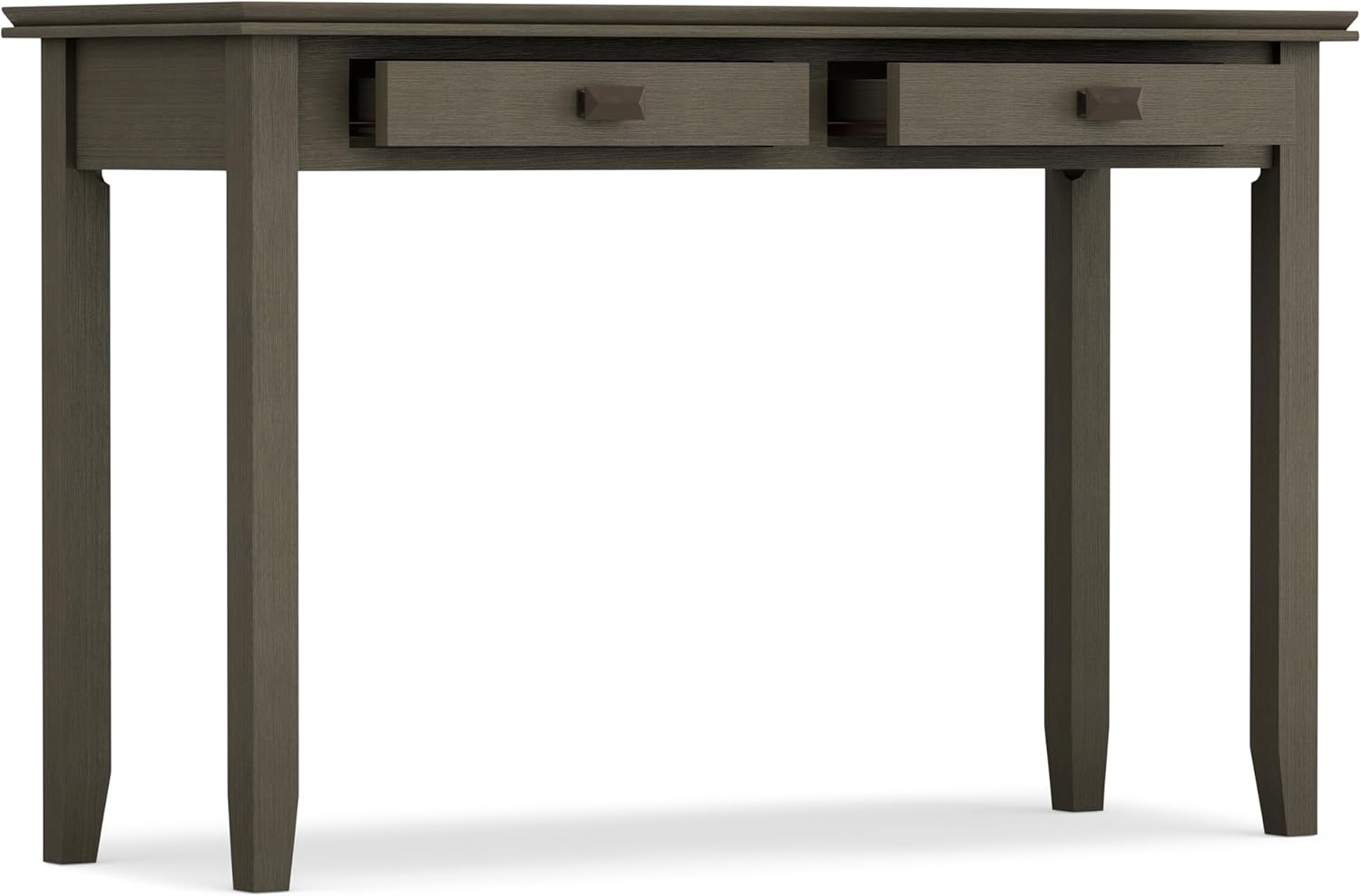 SIMPLIHOME Artisan Console Table - 46 Inch Wide Solid Wood Sofa Table in Farmhouse Grey, Transitional Storage Table for Entryway or Living Room with 2 Drawers and Clean Angle-Edged Top