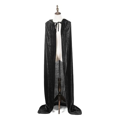Mayplous Disfraces de Halloween Mujeres Hombres Disfraz de capa para juego de roles (Black, 100cm / 39")