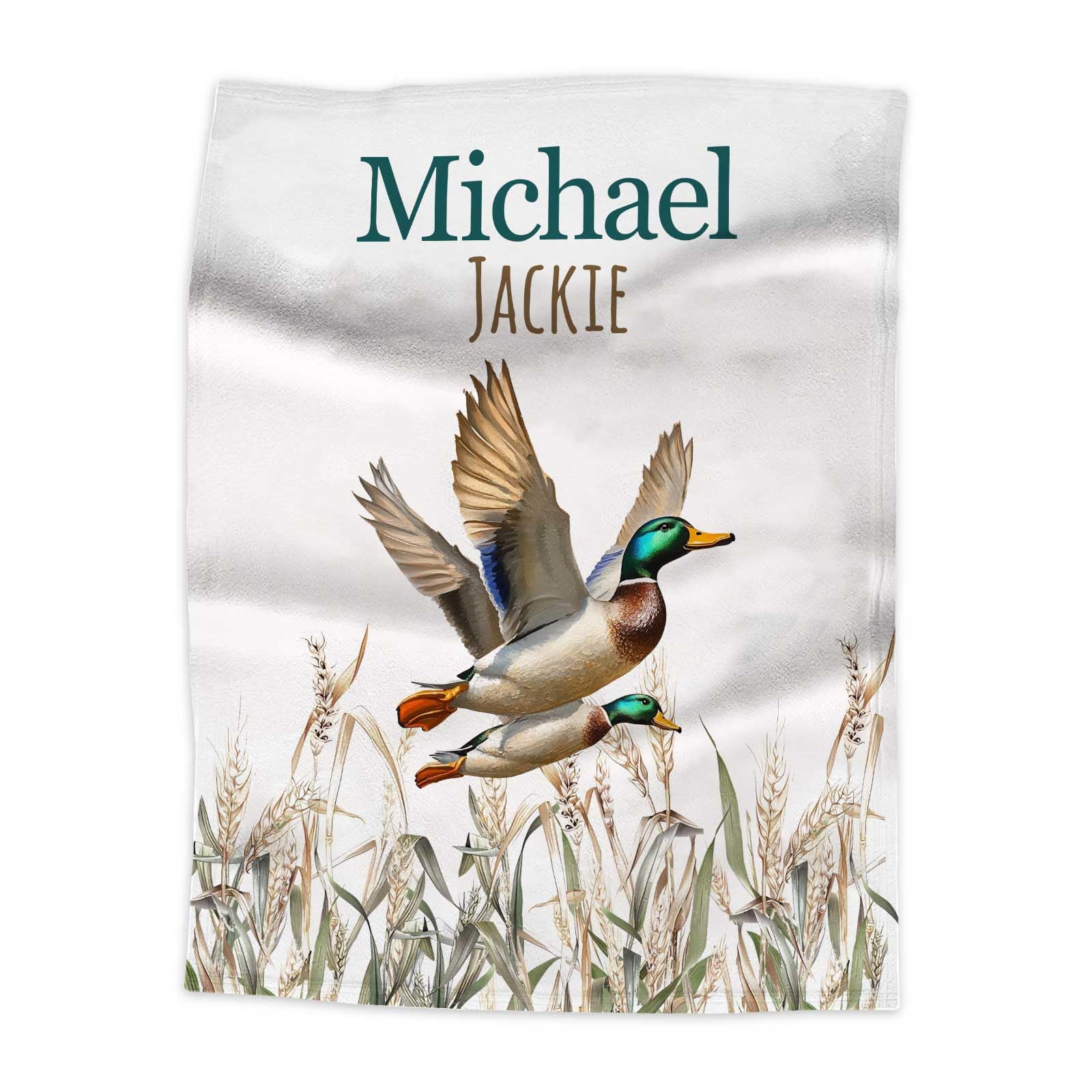 Munific Personalized Baby Blankets with Name Custom Wild Duck Baby Blanket for Boys Girls Kids Soft Flannel Bed Throw for Infant Toddler Soft Newborn Bed Throw, Baby Gift for Baby Shower