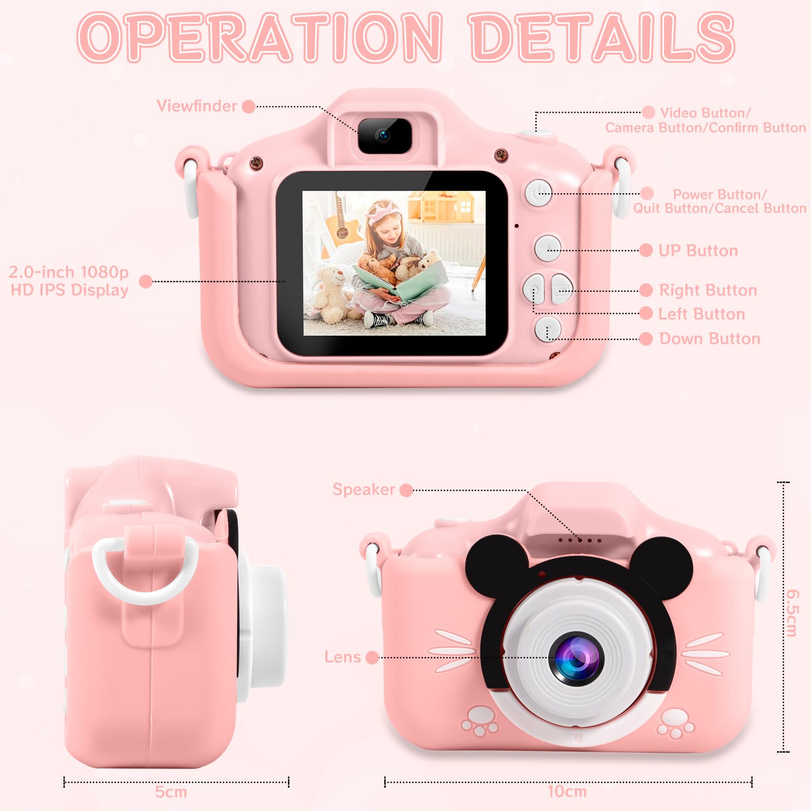Appareil Photo Enfant 20MP - Écran 2 Pouces, Vidéo 1080p - Avec Carte SD 32G - Cadeau Pour 3-12 Ans