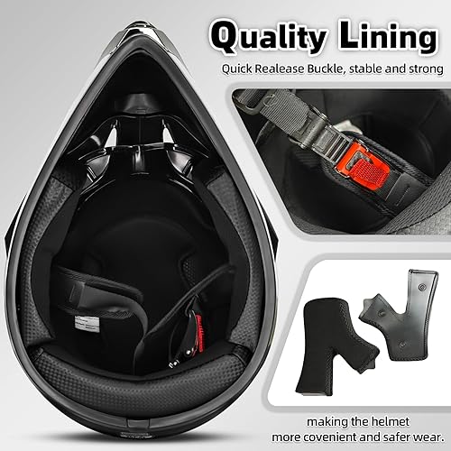 Miniatura 4 de Cascos de motocross para jóvenes, aprobados por el DOT, para niños, ATV, todoterreno, cuatro ruedas, cascos de motocicleta BMX (guantes de